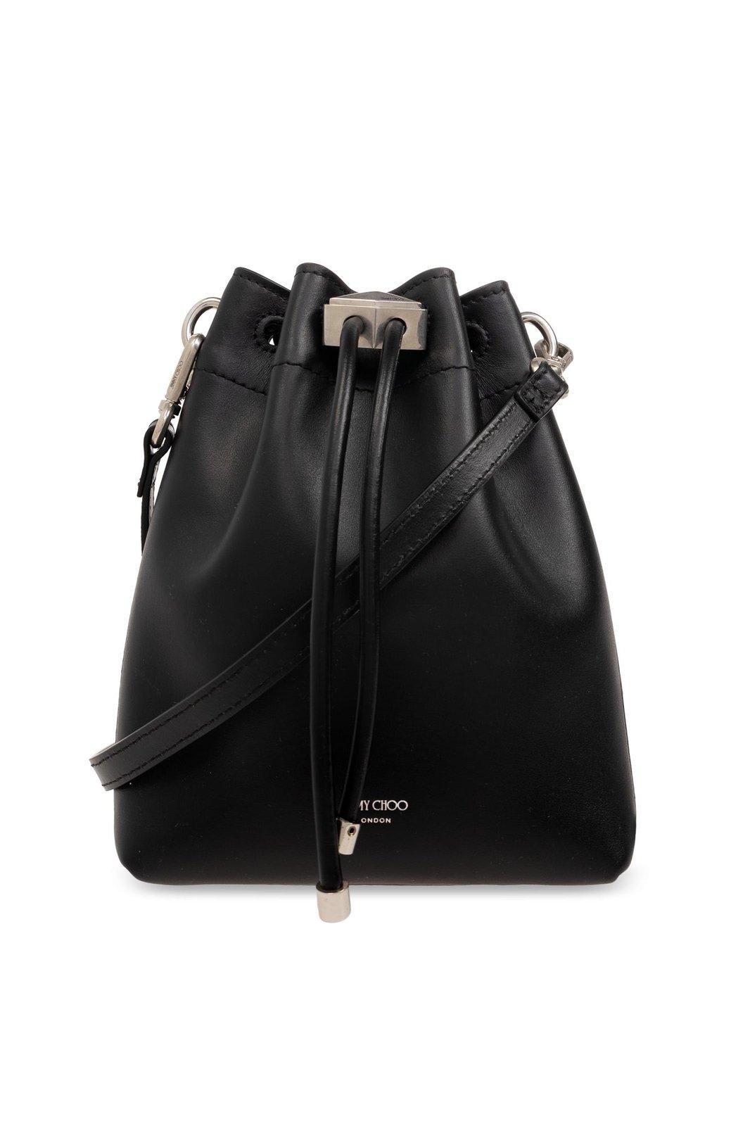 Shop Jimmy Choo Bon Bon Drawstring Crossbody Bag In Black