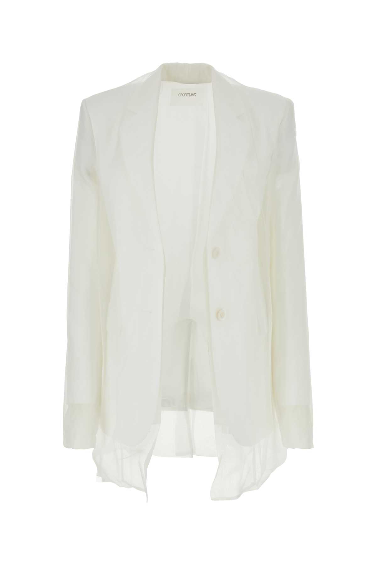 Shop Sportmax White Silk Acacia1234 Blazer In Bianco