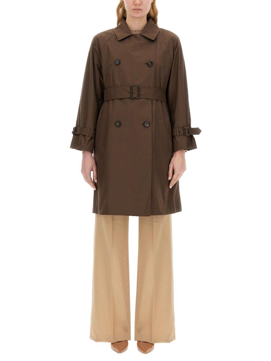 Shop Max Mara The Cube Double-breasted Belted Coat In Brown