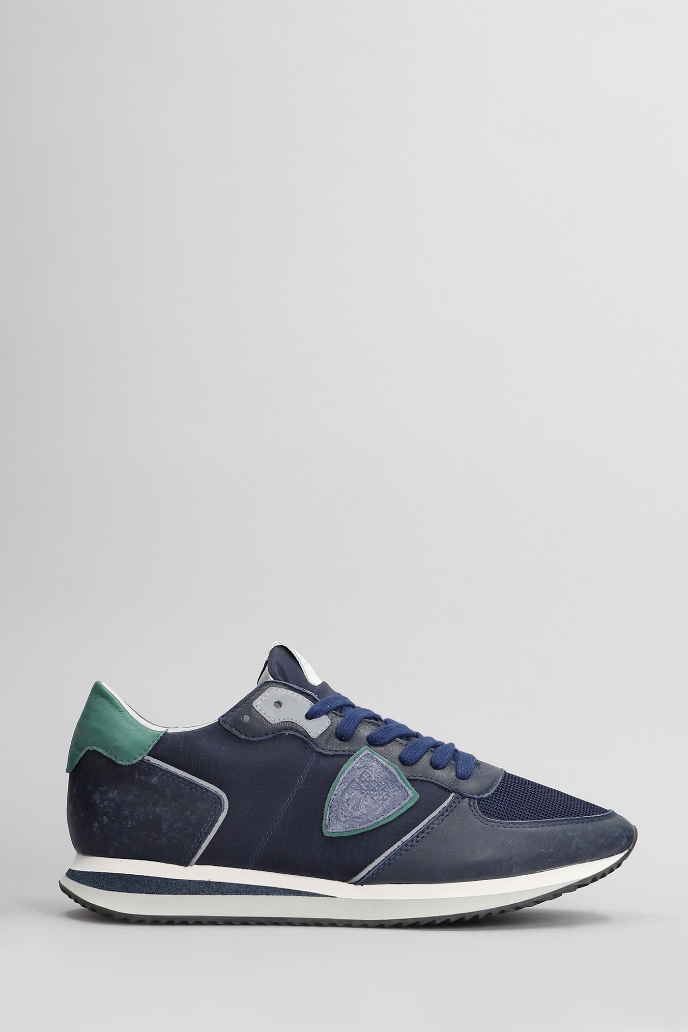 Shop Philippe Model Trpx Low Sneakers In Blue Leather And Fabric