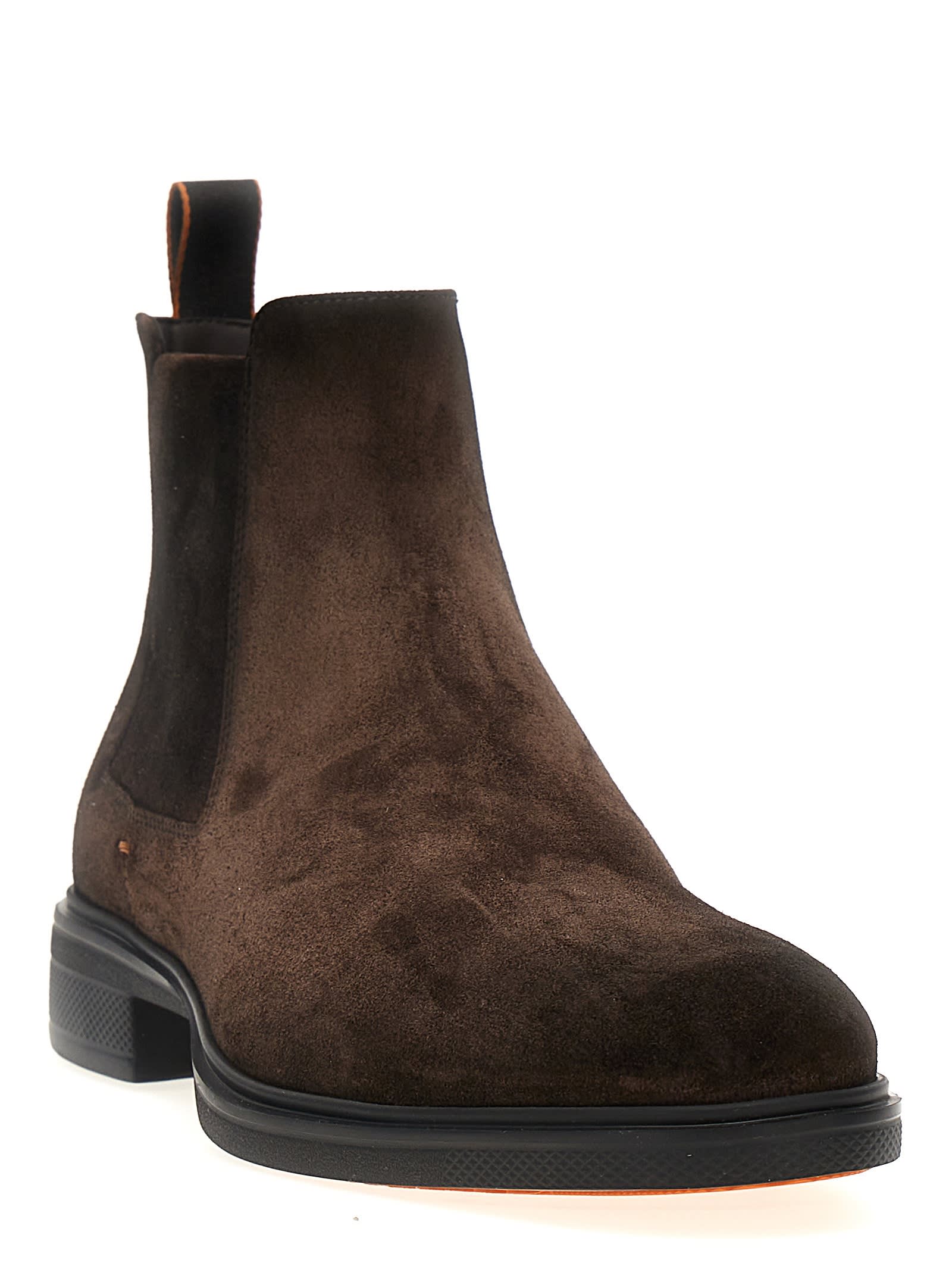 Shop Santoni Suede Ankle Boots In Brown