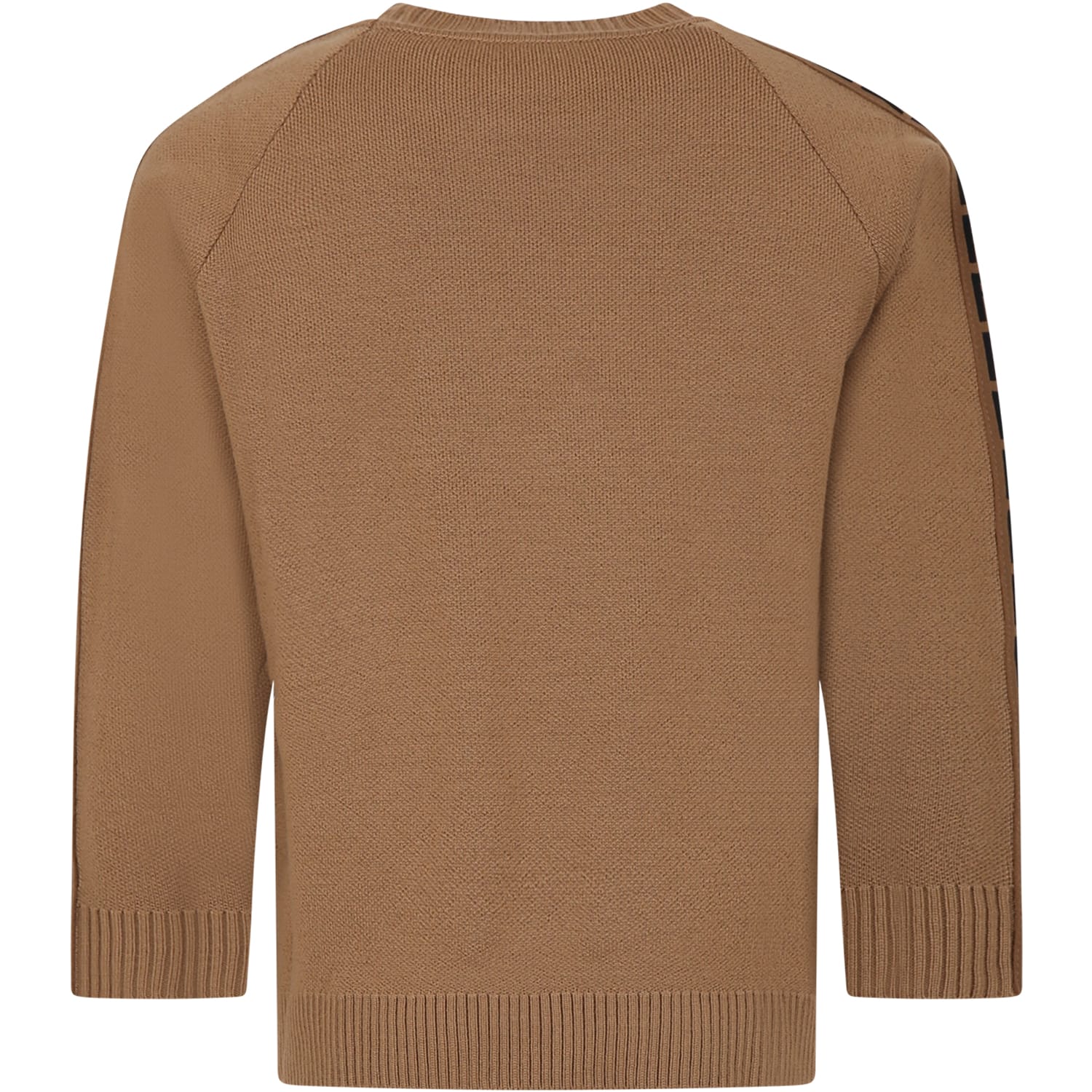 Shop Fendi Brown Sweater For Kids With Double Ff