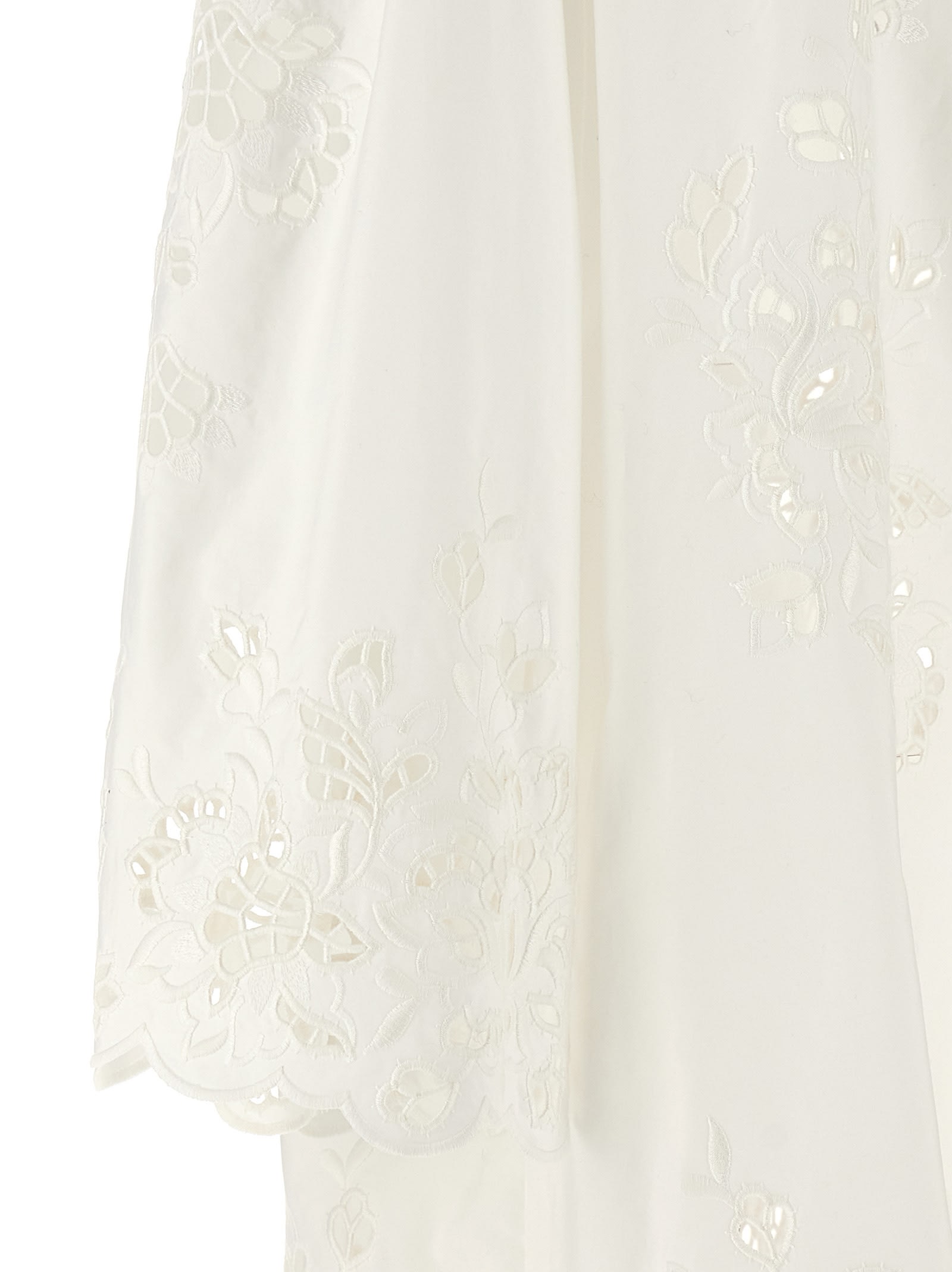 Dolce & Gabbana Sleeve Puff Embroidery Floral Hem Scalloped In White
