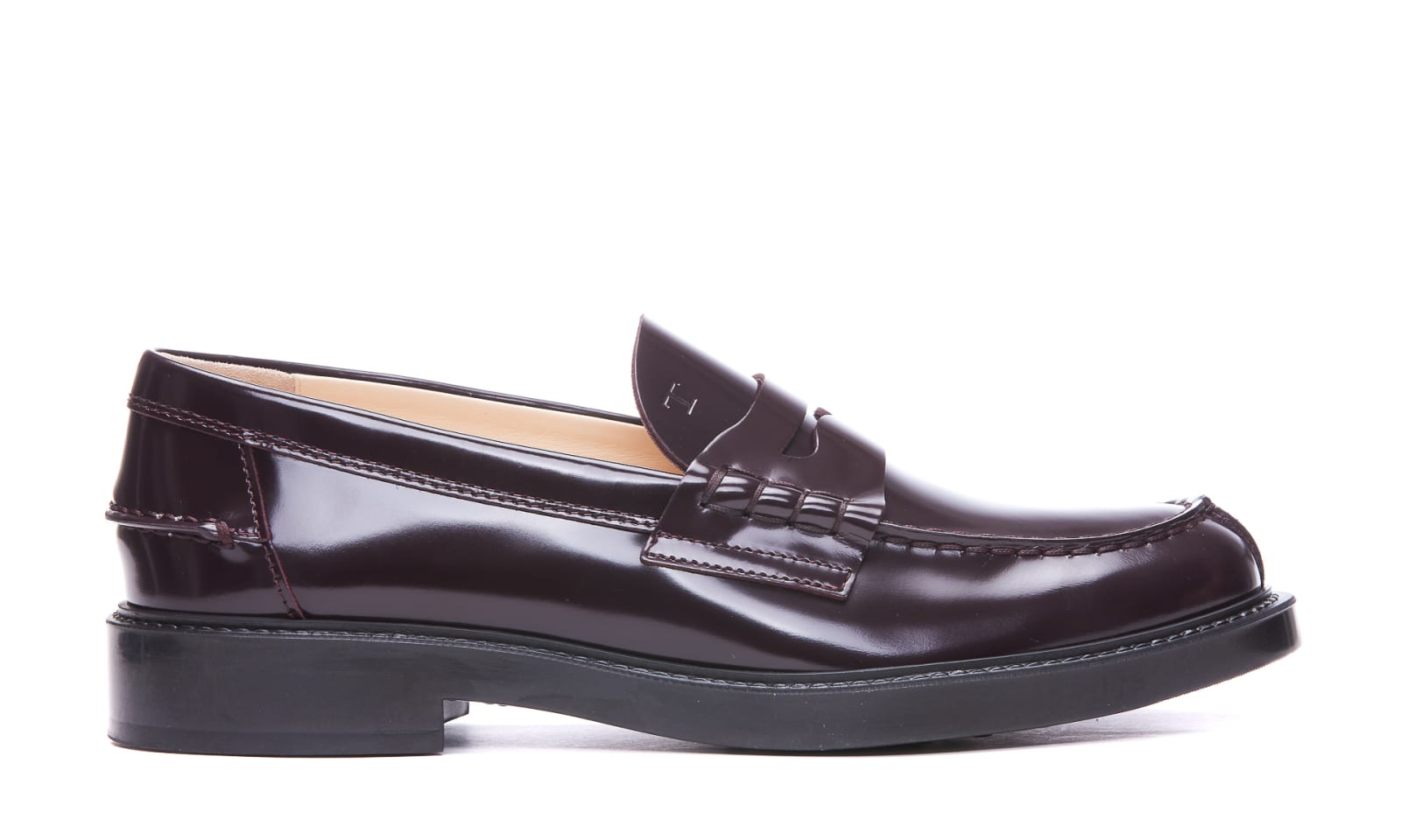 Shop Tod's Leather Loafers In Brule` Medio