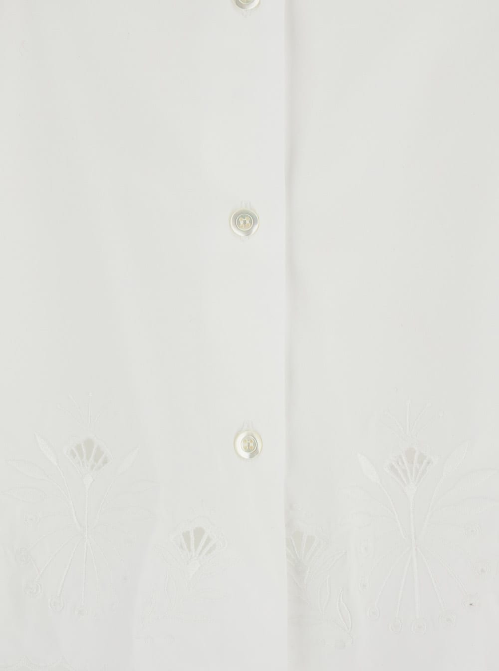 Shop Semicouture White Shirt With Lace Embroidery And Classic Collar In Cotton Woman