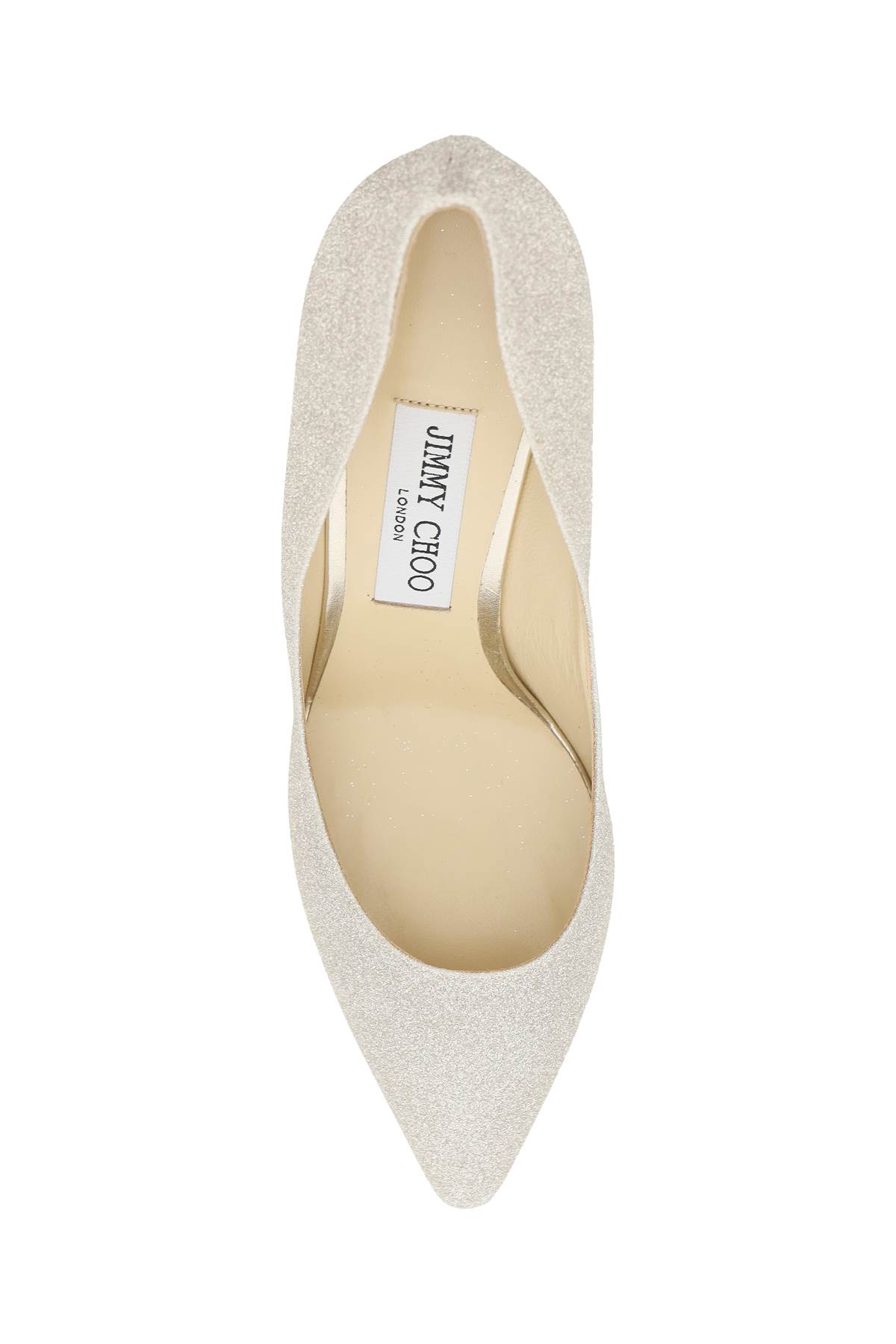 Shop Jimmy Choo Romy 85 Dusty Glitter Pumps In Platinum Ice (gold)