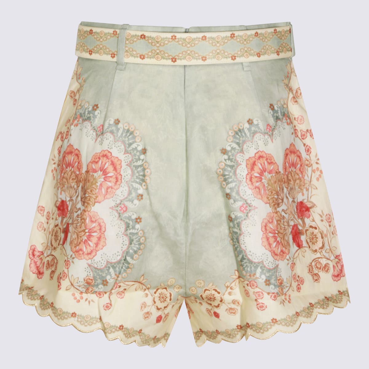 Zimmermann Floral Linen Shorts In White