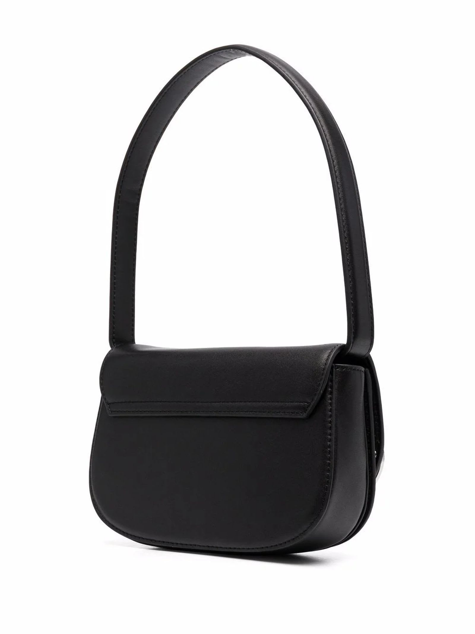 Shop Diesel Black 1dr Leather Shoulder Bag