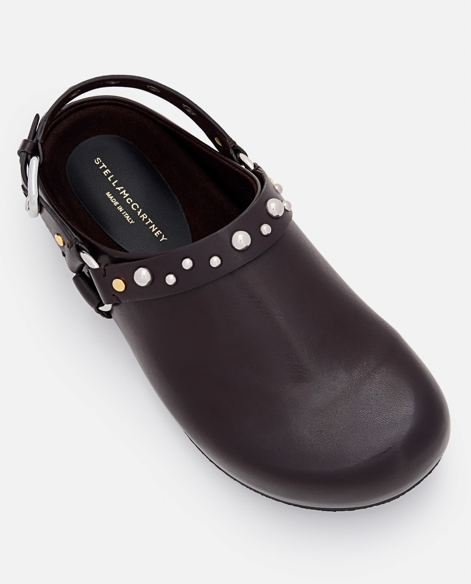 Shop Stella Mccartney Elyse Alter Mat Slippers W/studs In Brown