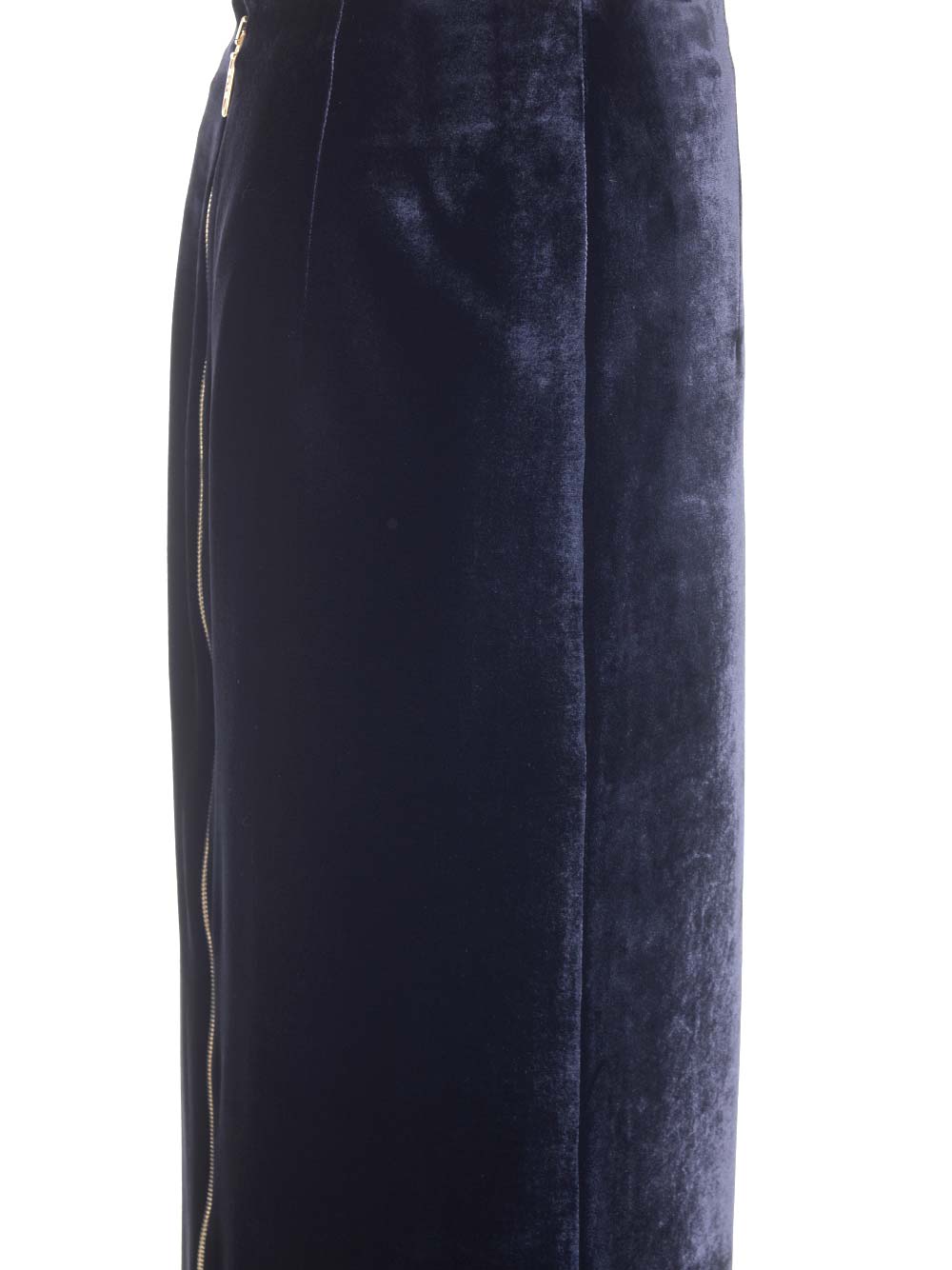 Shop Fendi Long Velvet Pencil Skirt In Blue