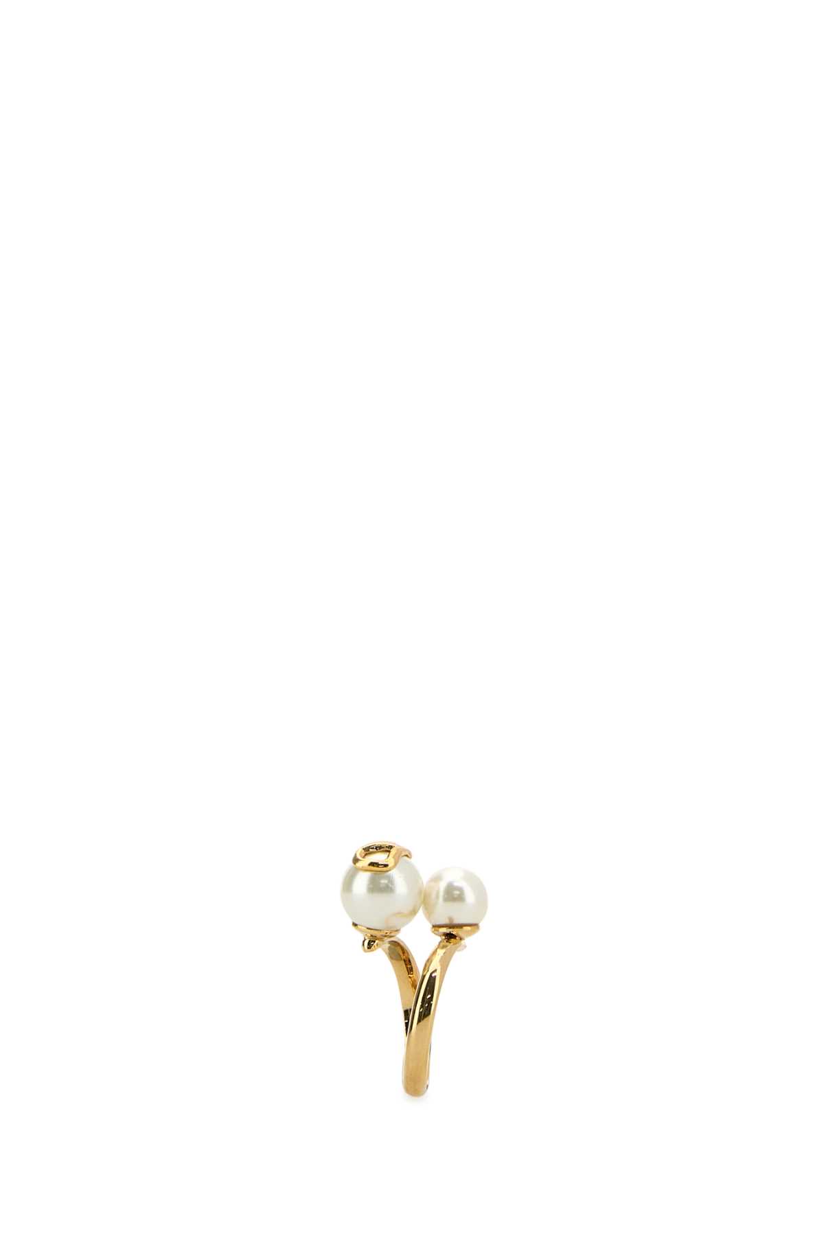 Valentino Gold Metal Vlogo Signature Ring In Oro18cream