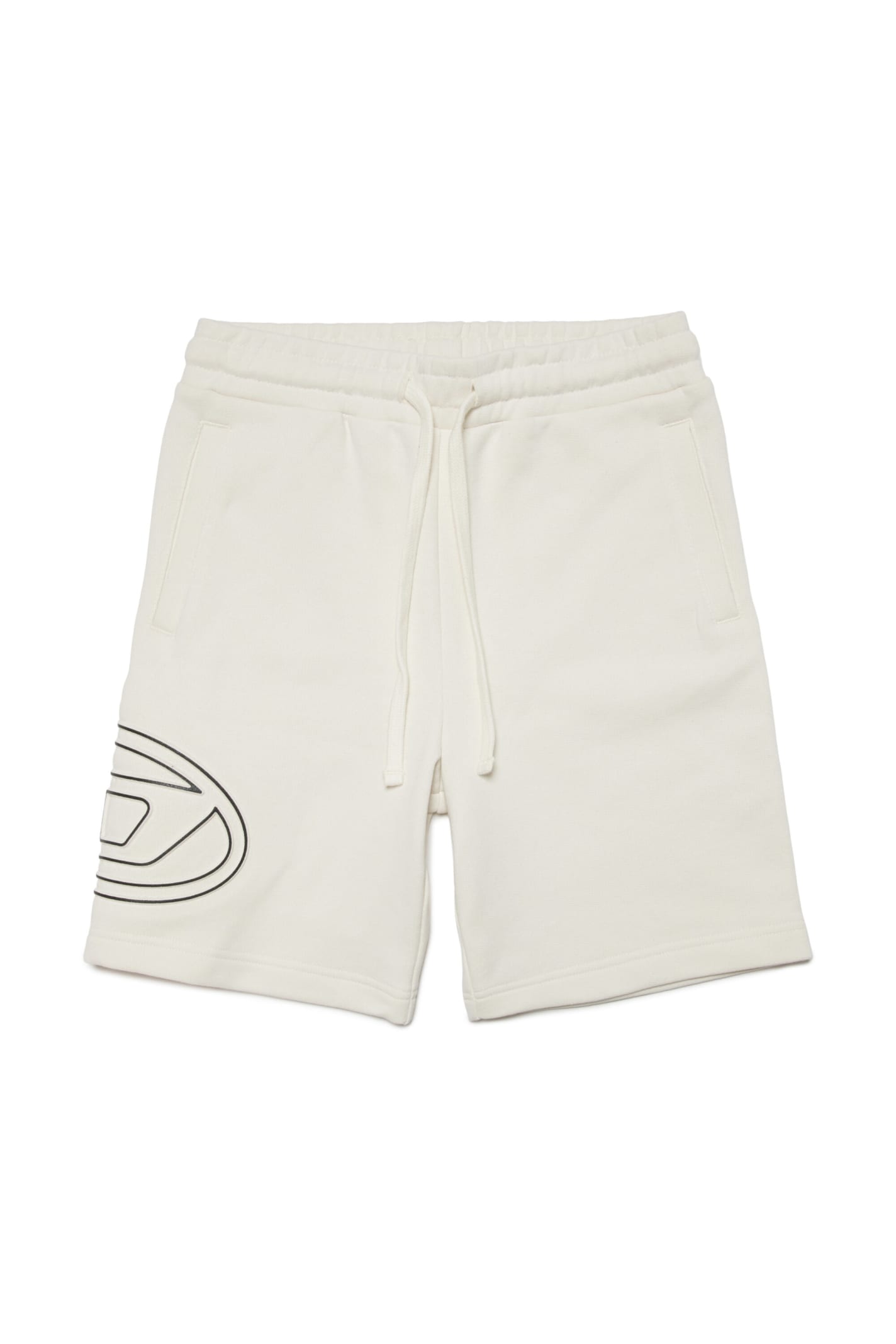 Diesel Pcurvebigoval Logo-print Cotton Shorts In Bianco