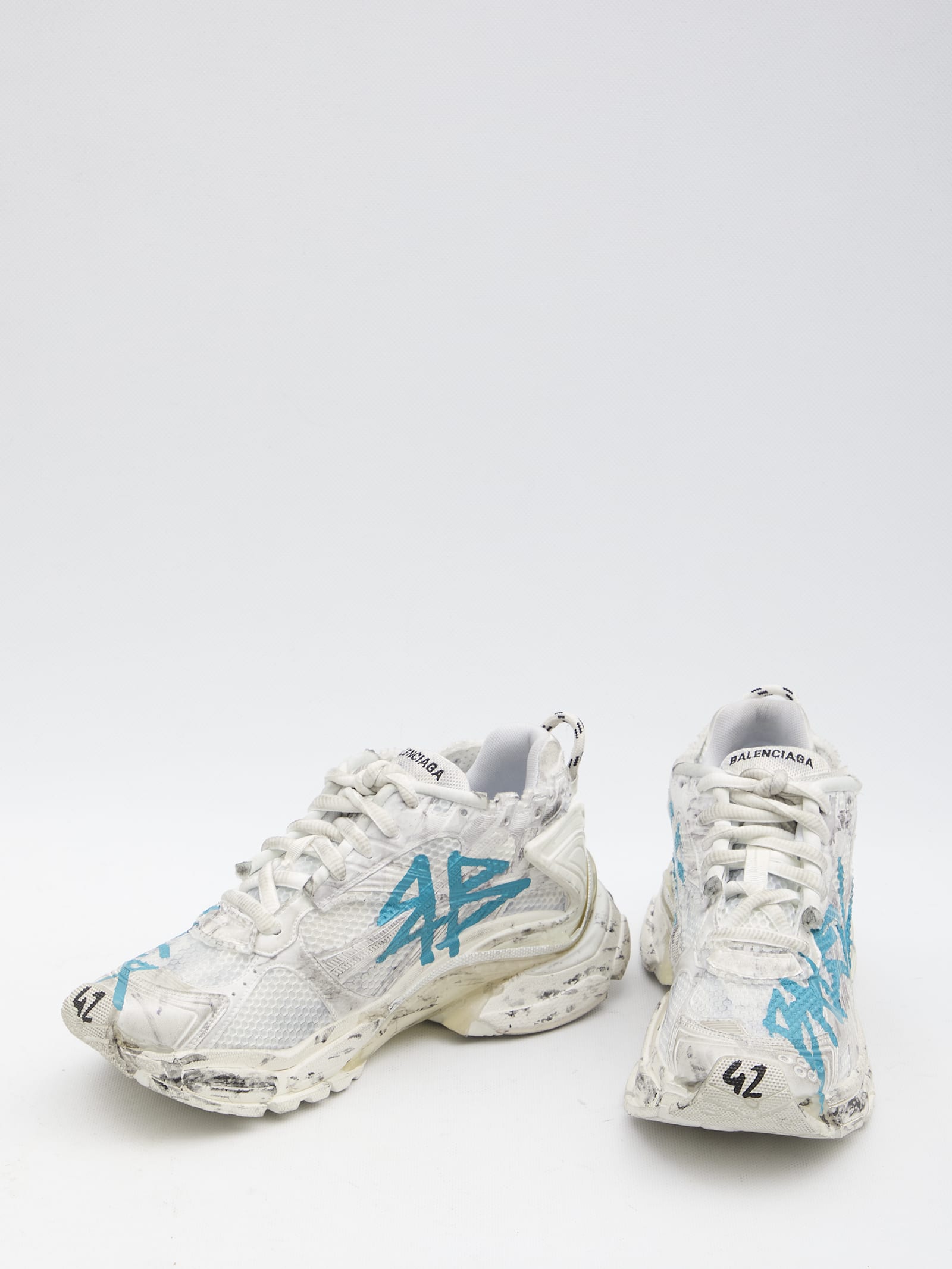 Shop Balenciaga Runner Graffiti Sneakers In White