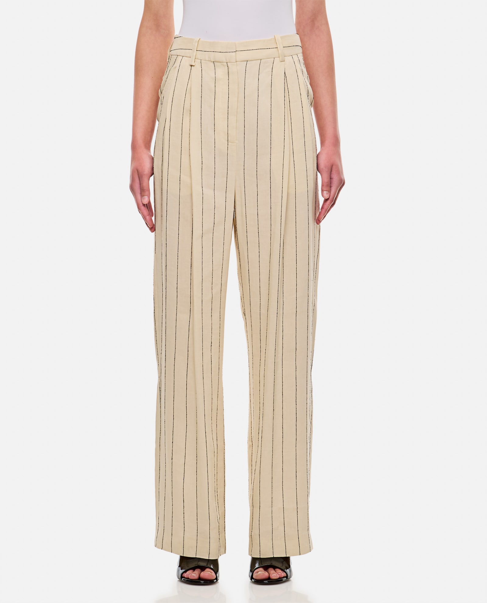 Shop Loulou Studio Pinstriped Pants In Beige