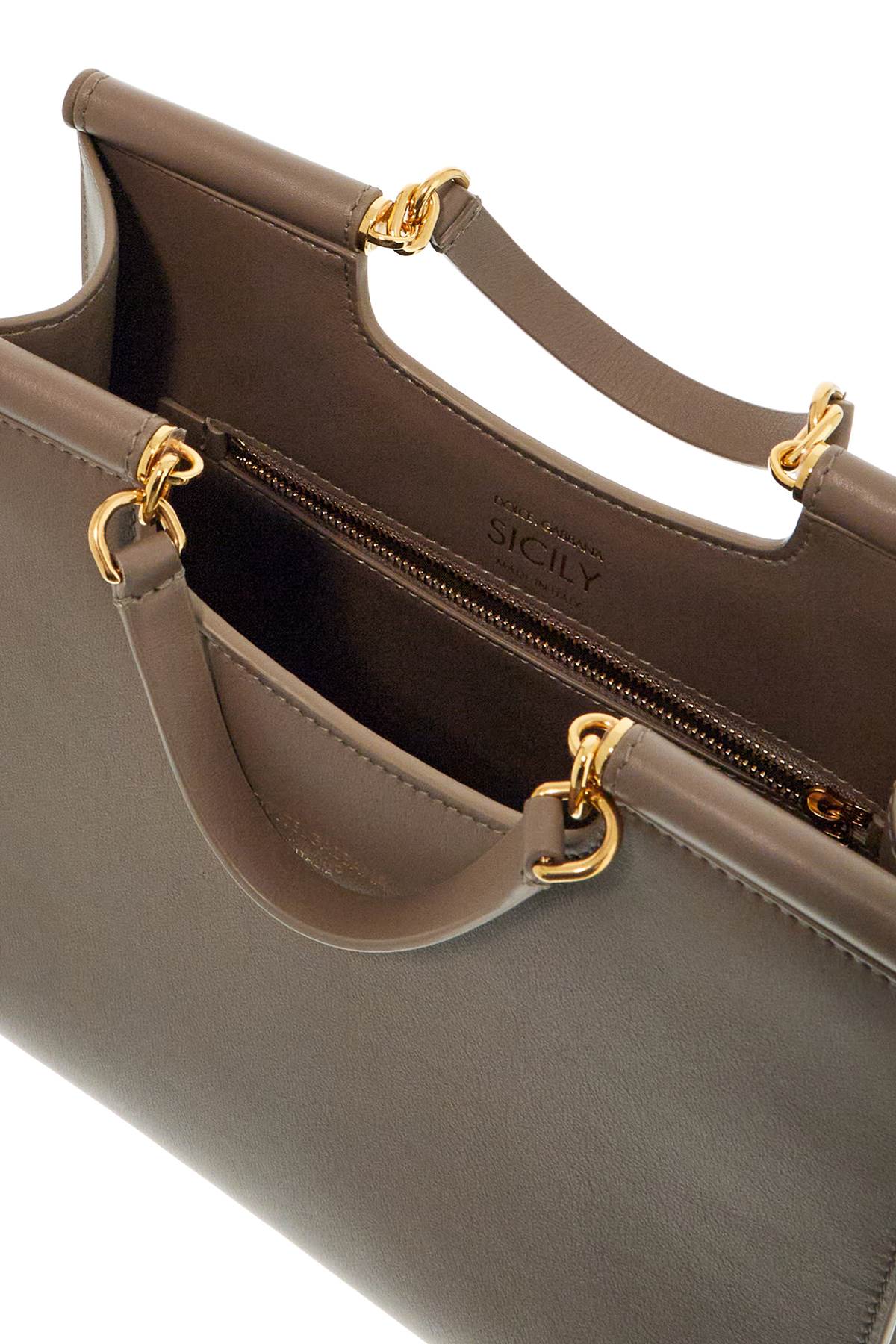 Dolce & Gabbana Beige Calfskin Tote Bag With Adjustable Shoulder Strap In Greige (beige)