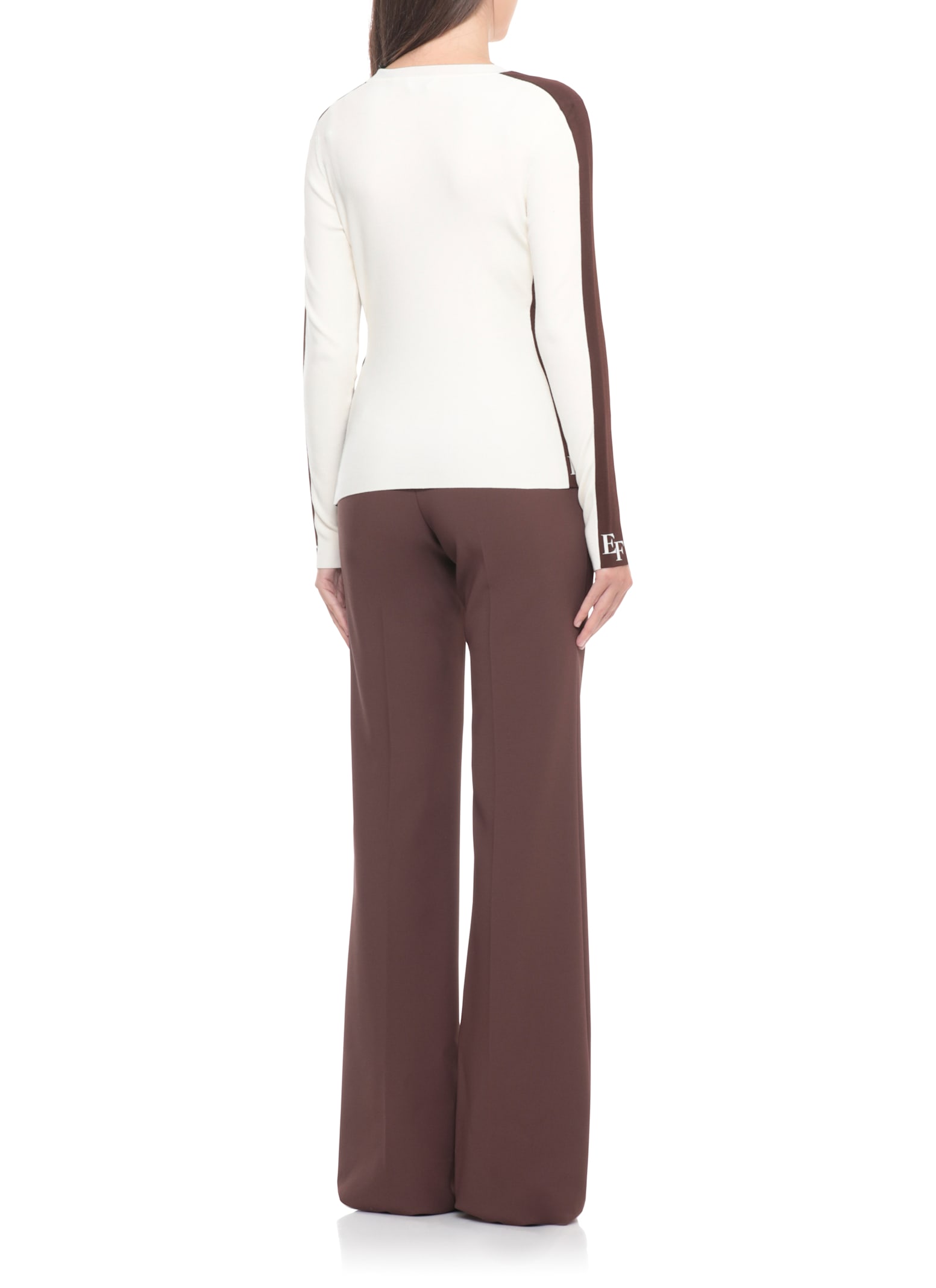 Elisabetta Franchi Sweater With Logo In Neutral