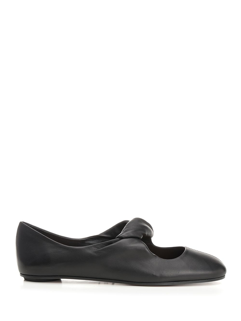 Black Leather Ballerina Shoes