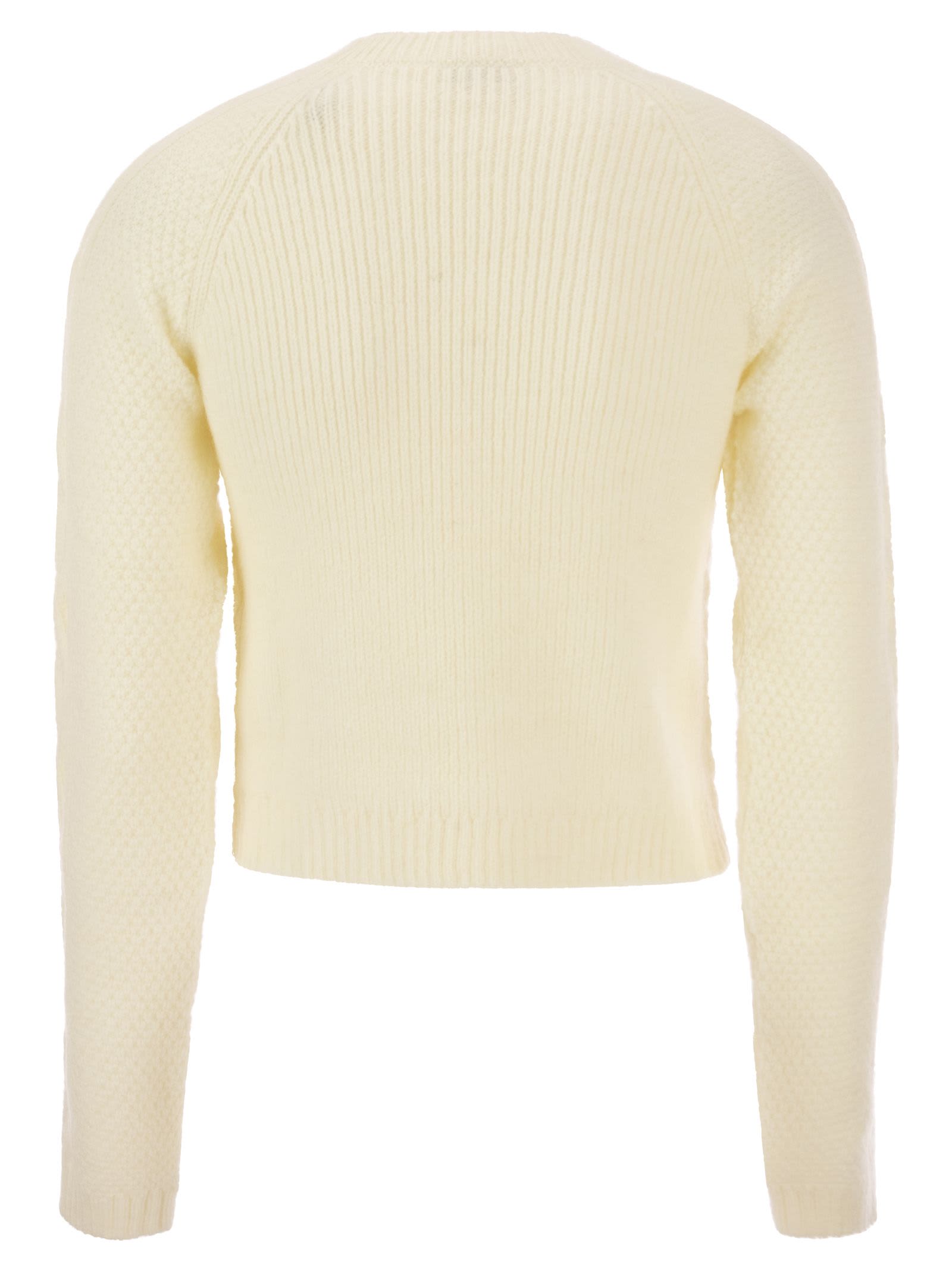 Shop Red Valentino Mohair-blend Crew Neck In Ivory