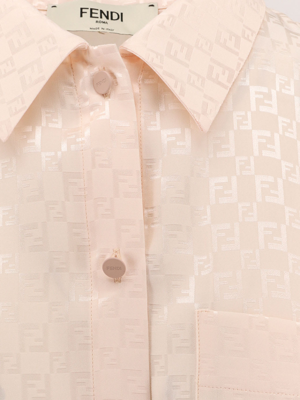 Fendi Ff Pattern Silk Shirt In Peach Sorbet