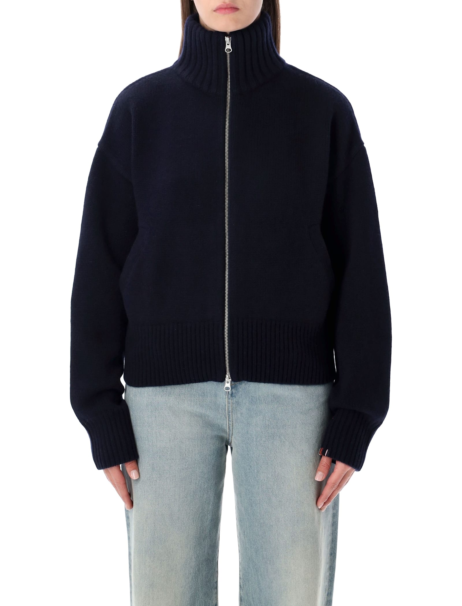 Extreme Cashmere N°438 Xtra Fab Cashmere Zip-up Cardigan In Blue