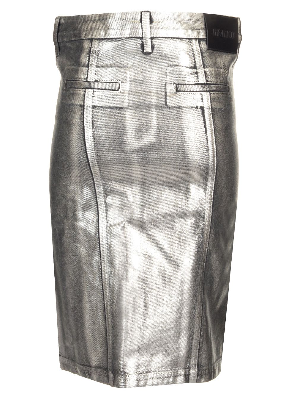 Shop Attico Coated Midi Skirt In Silver