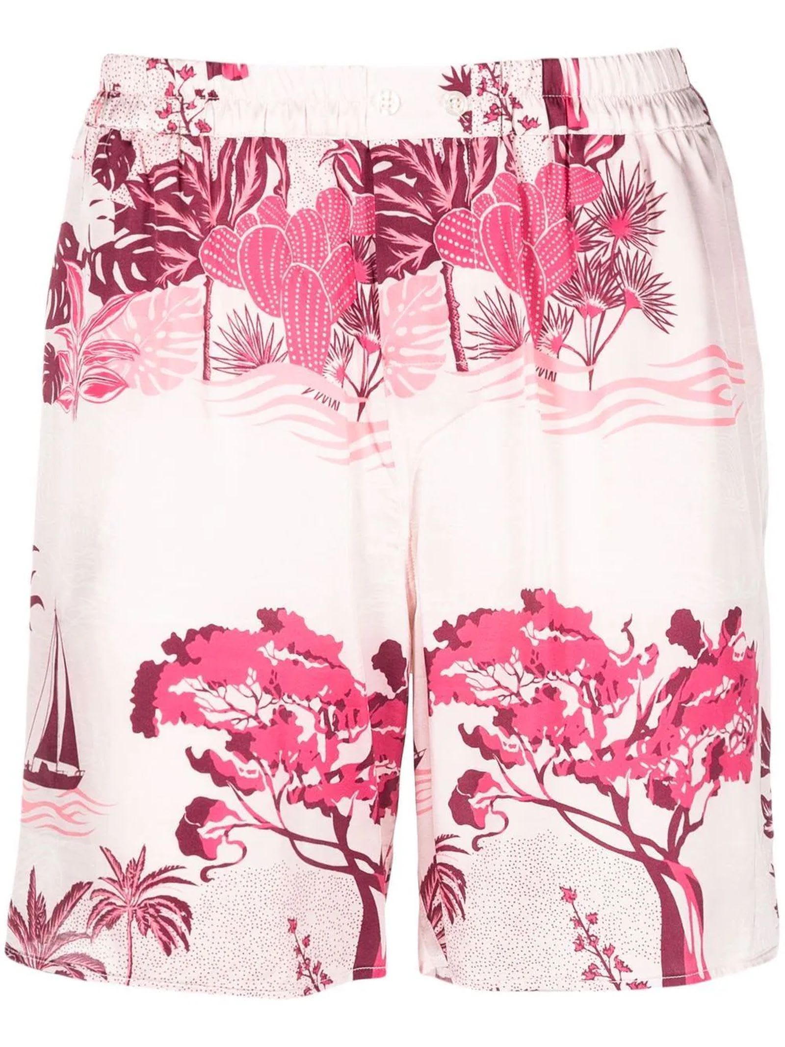 Laneus White And Pink Bermuda Shorts