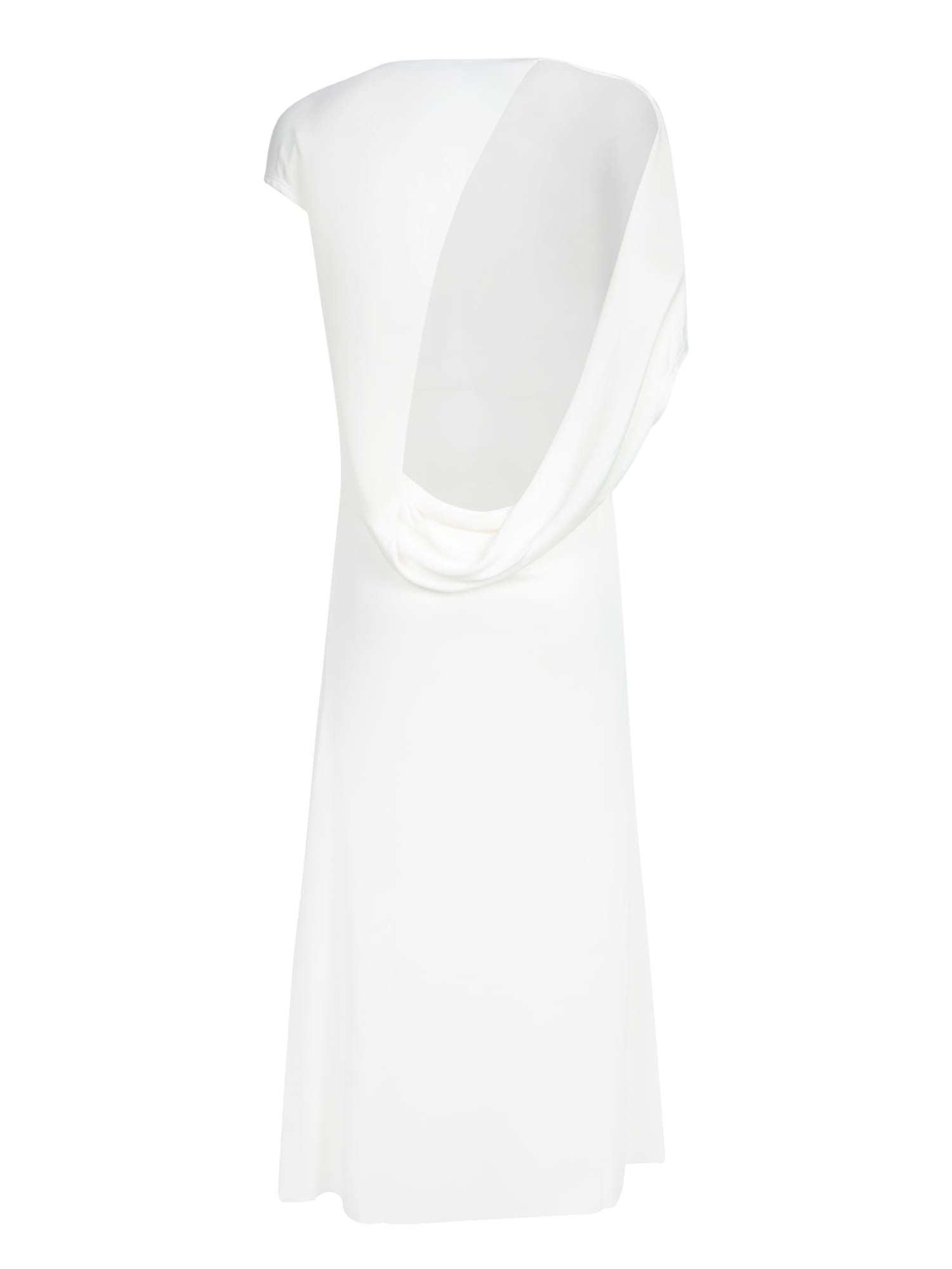 Jacquemus White Long Dress With Round Neck And Maxi Cut-out On The Rear In Viscose Blend Woman