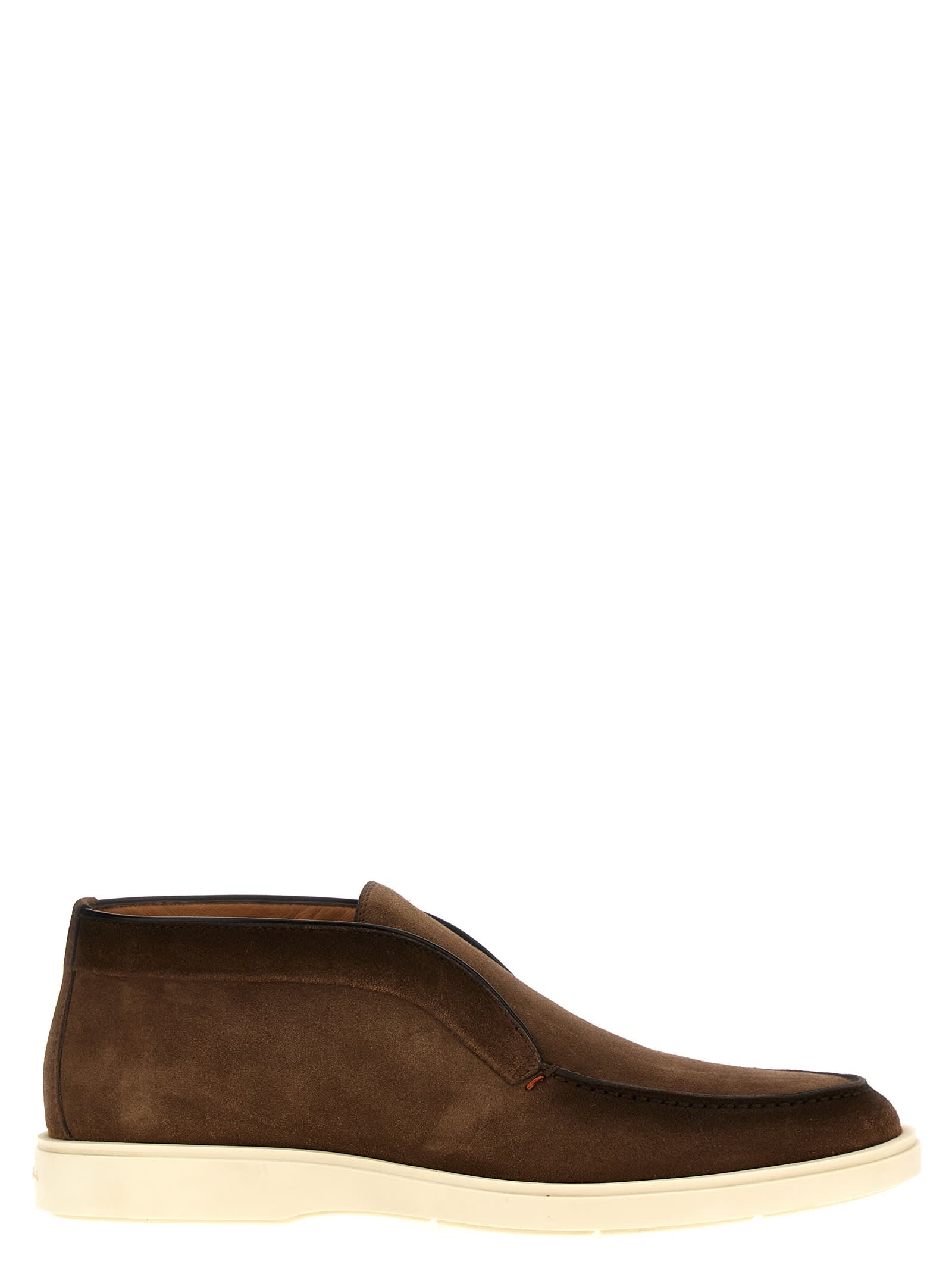 Shop Santoni Suede Boots In Brown