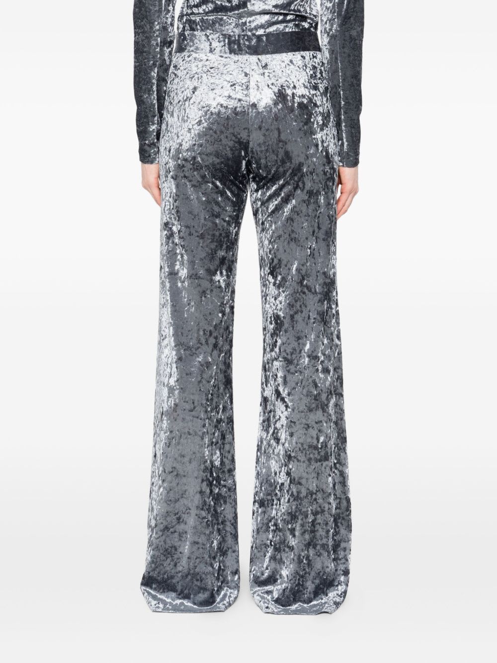 Forte Forte Stretch Velvet Wide Leg Trousers In Gray