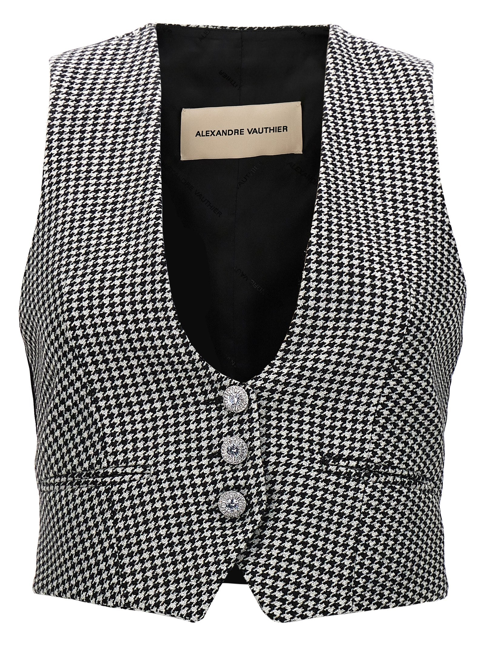 Shop Alexandre Vauthier Houndstooth Waistcoat In White/black