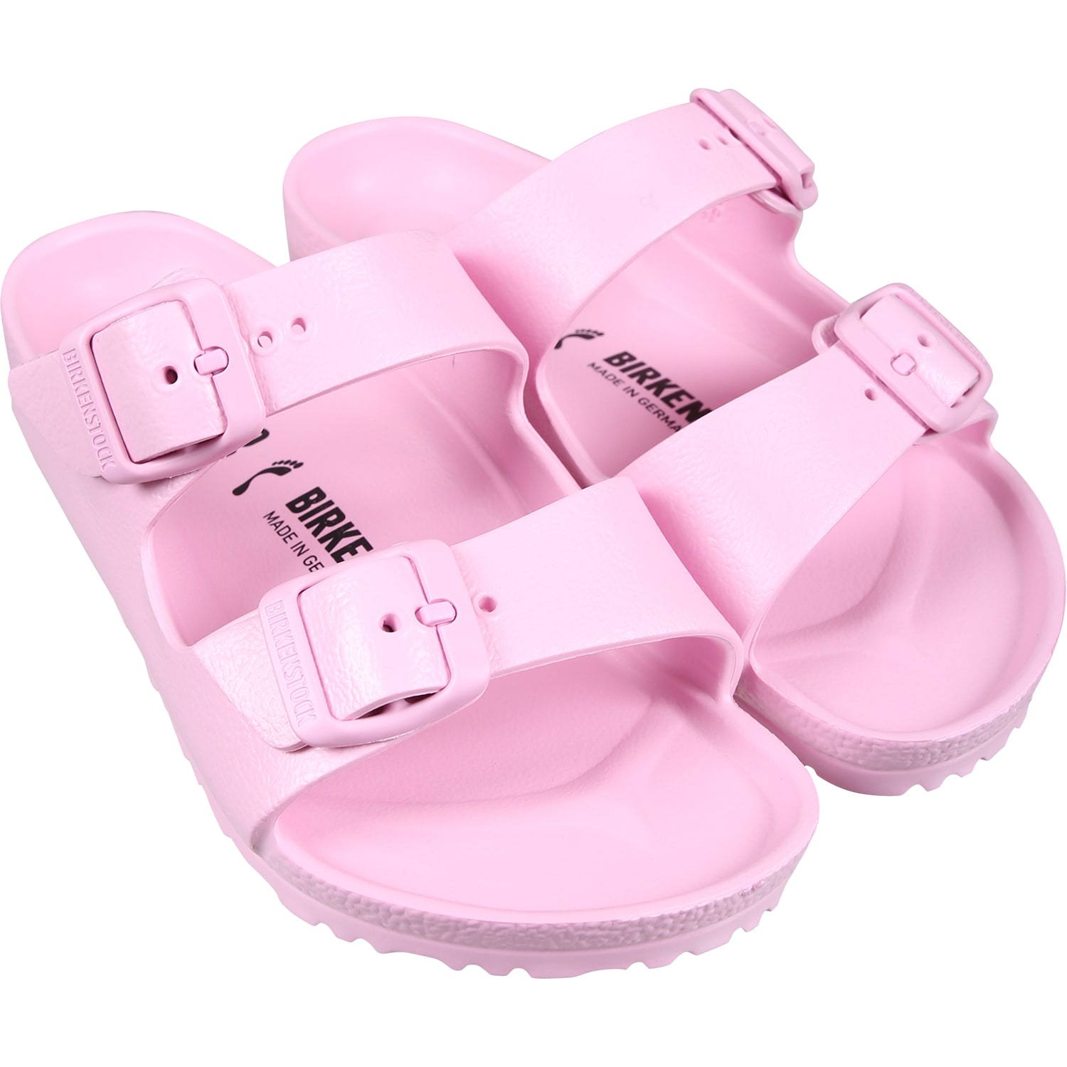 Shop Birkenstock Pink Arizona Eva Sandals For Girl With Logo