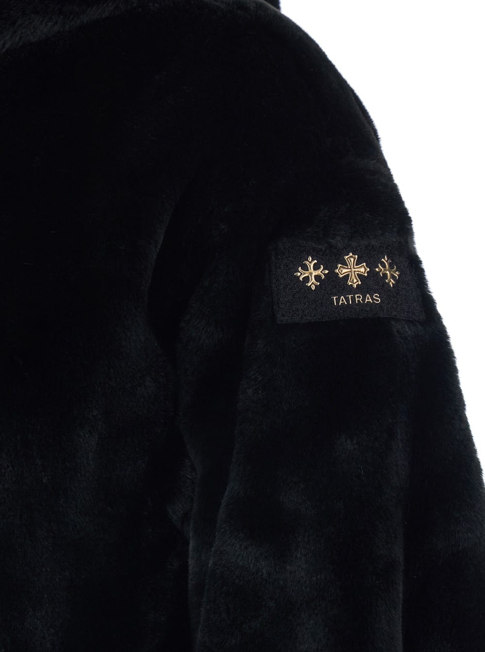 Tatras Yumola Black Jacket With Drawstring Hood And Logo Patch On The Sleeve In Ecofur Woman In Black
