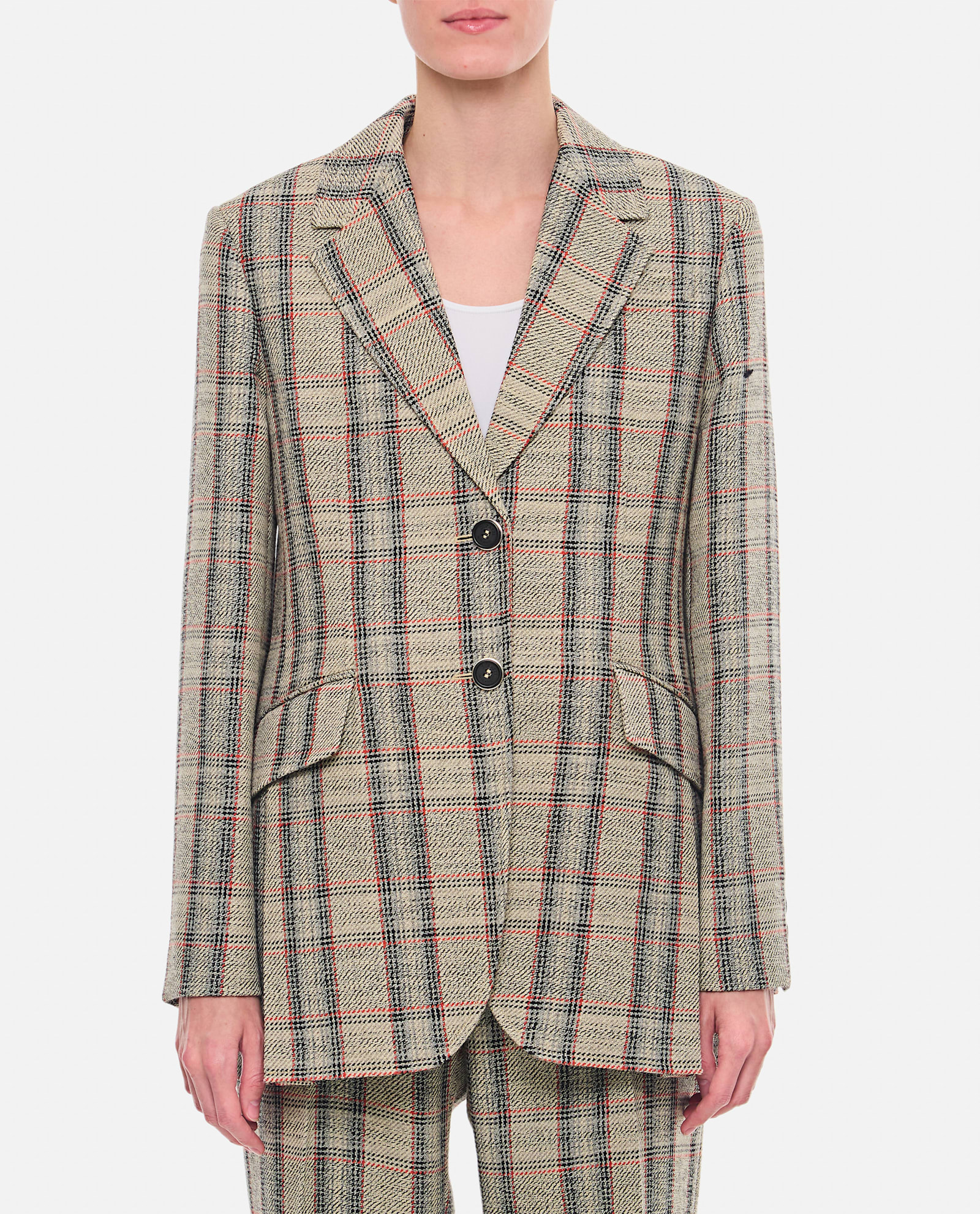 Durazzi Milano Tartan Check Single-breasted Jacket In Grey