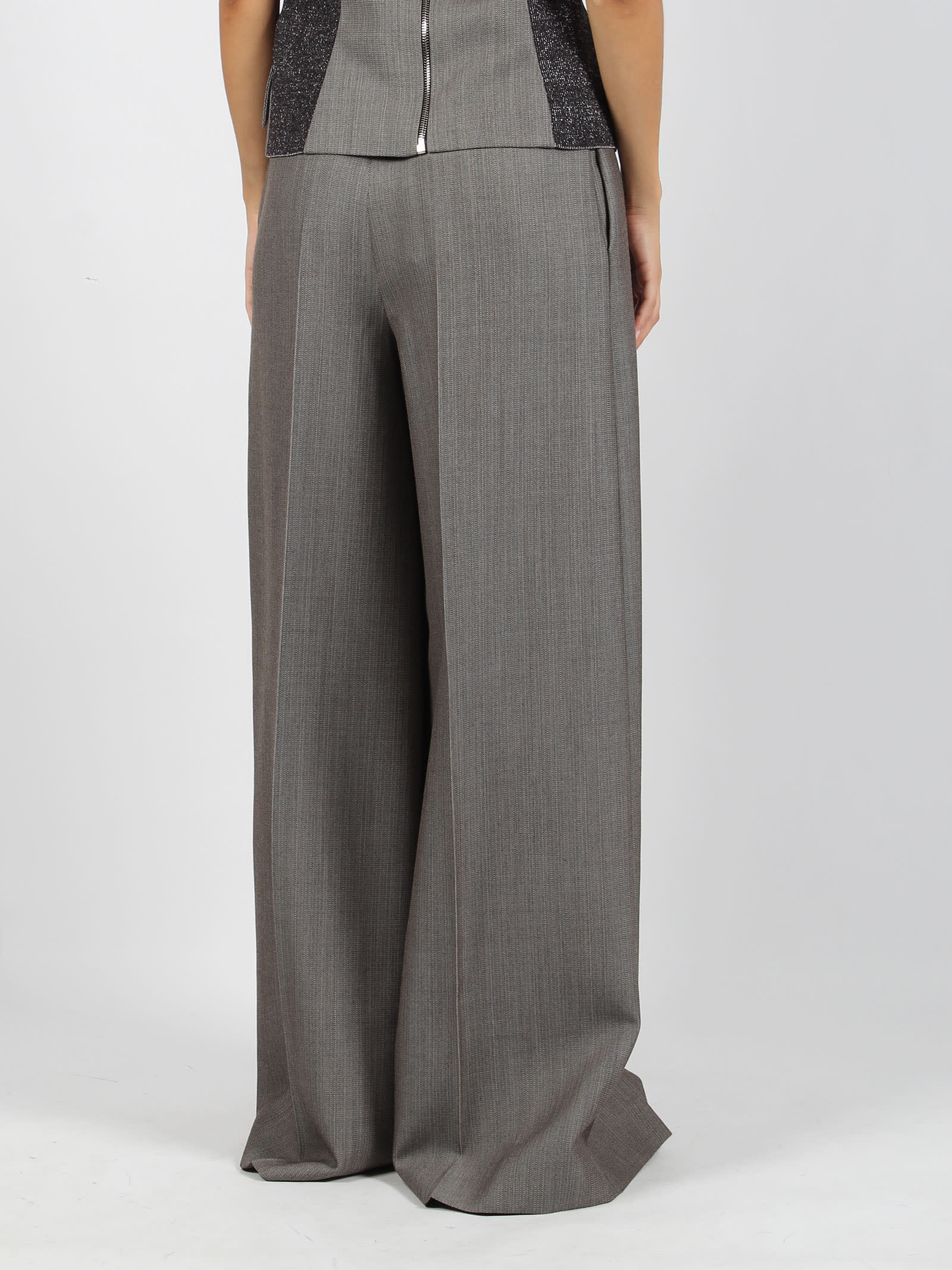 Shop Alberta Ferretti Wide Leg Trousers In Grey