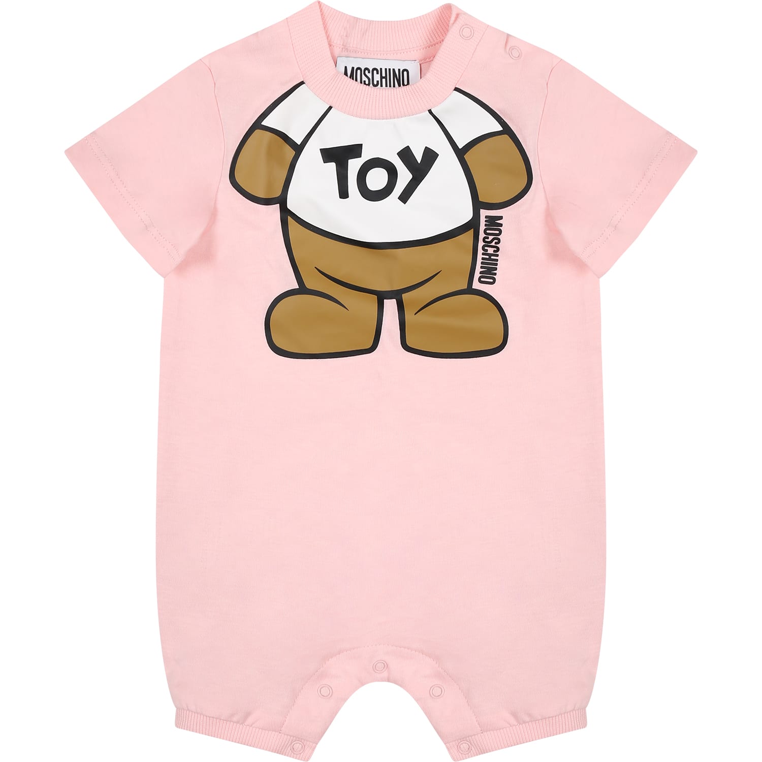 Shop Moschino Pink Romper For Baby Girl With Teddy Bear