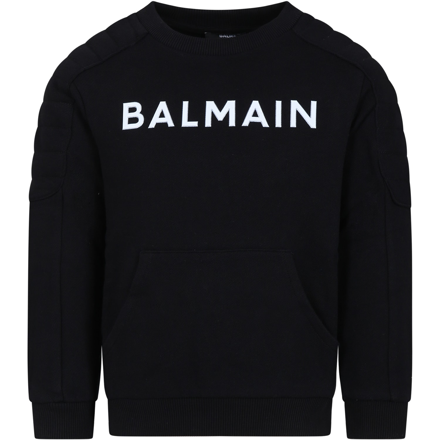 Balmain Kids' Sweat-shirt Noir Pour Fille Avec Logo In Black