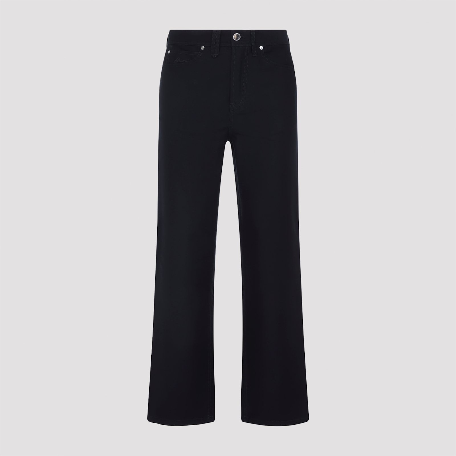 Brioni Cotton Straight-leg Trousers In Blue
