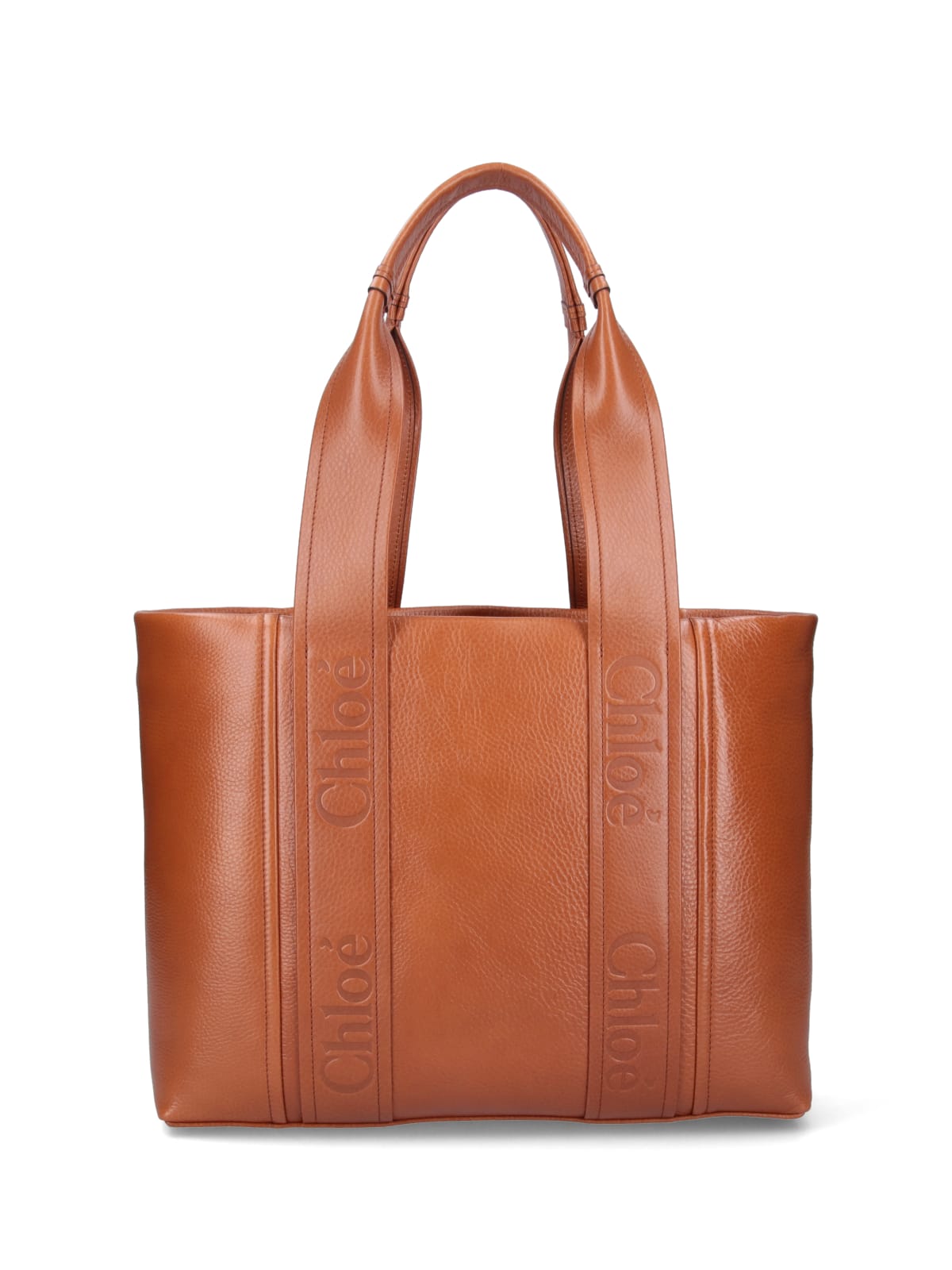 Shop Chloé Woody Tote Bag In Brown