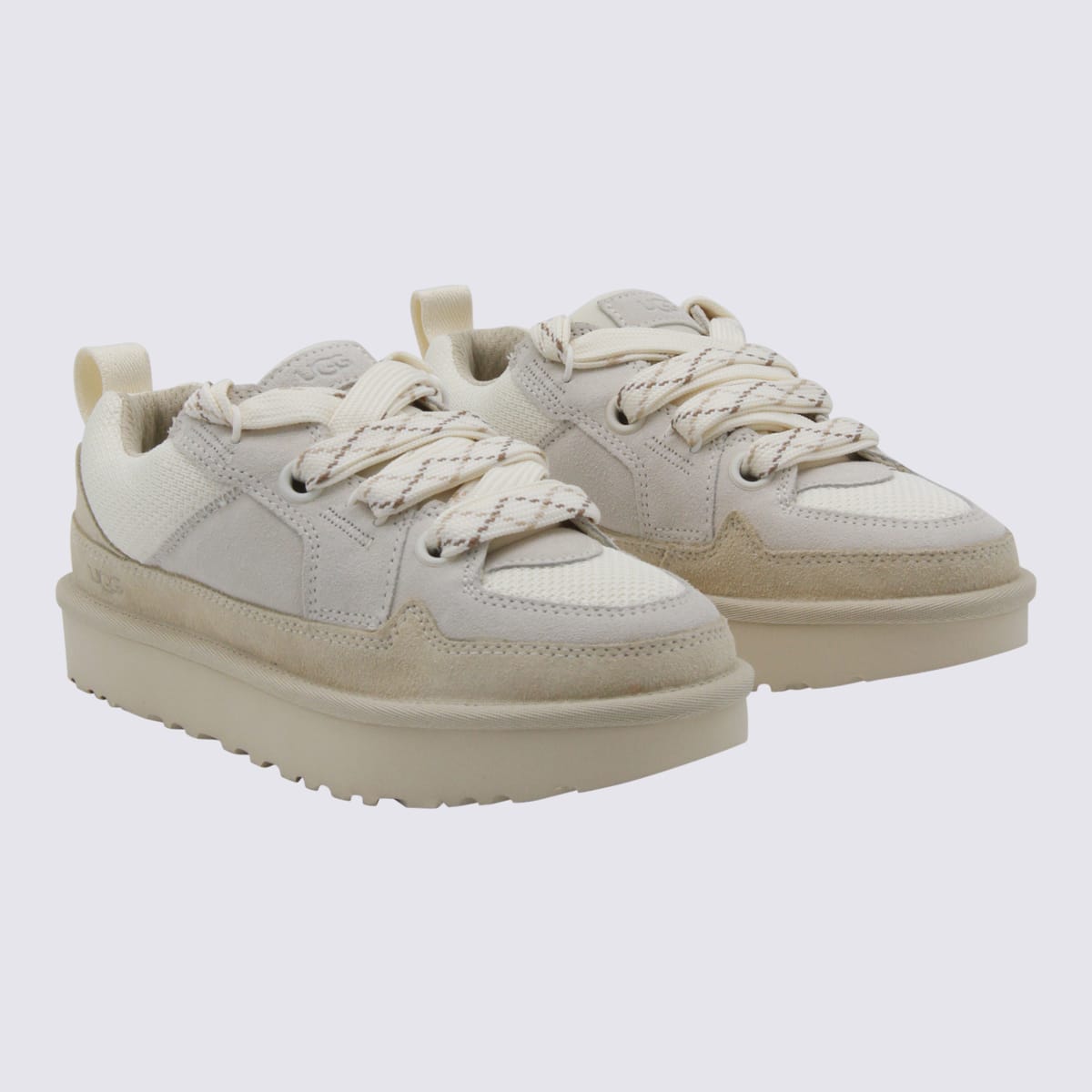 Ugg Cream-colored Suede And Mesh Sneakers In Neutral