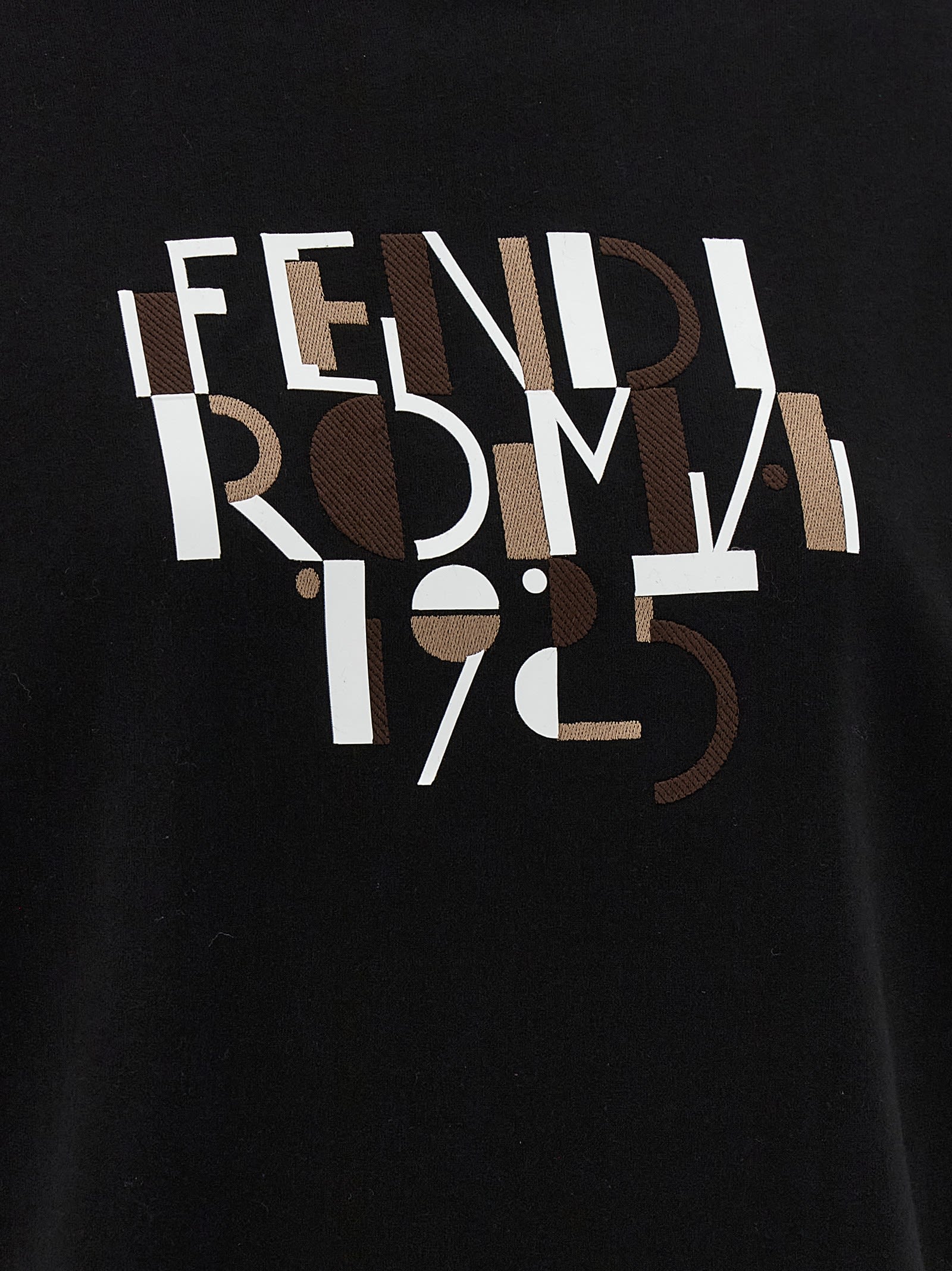 Fendi Roma Logo Hooded Sweatshirt In Black