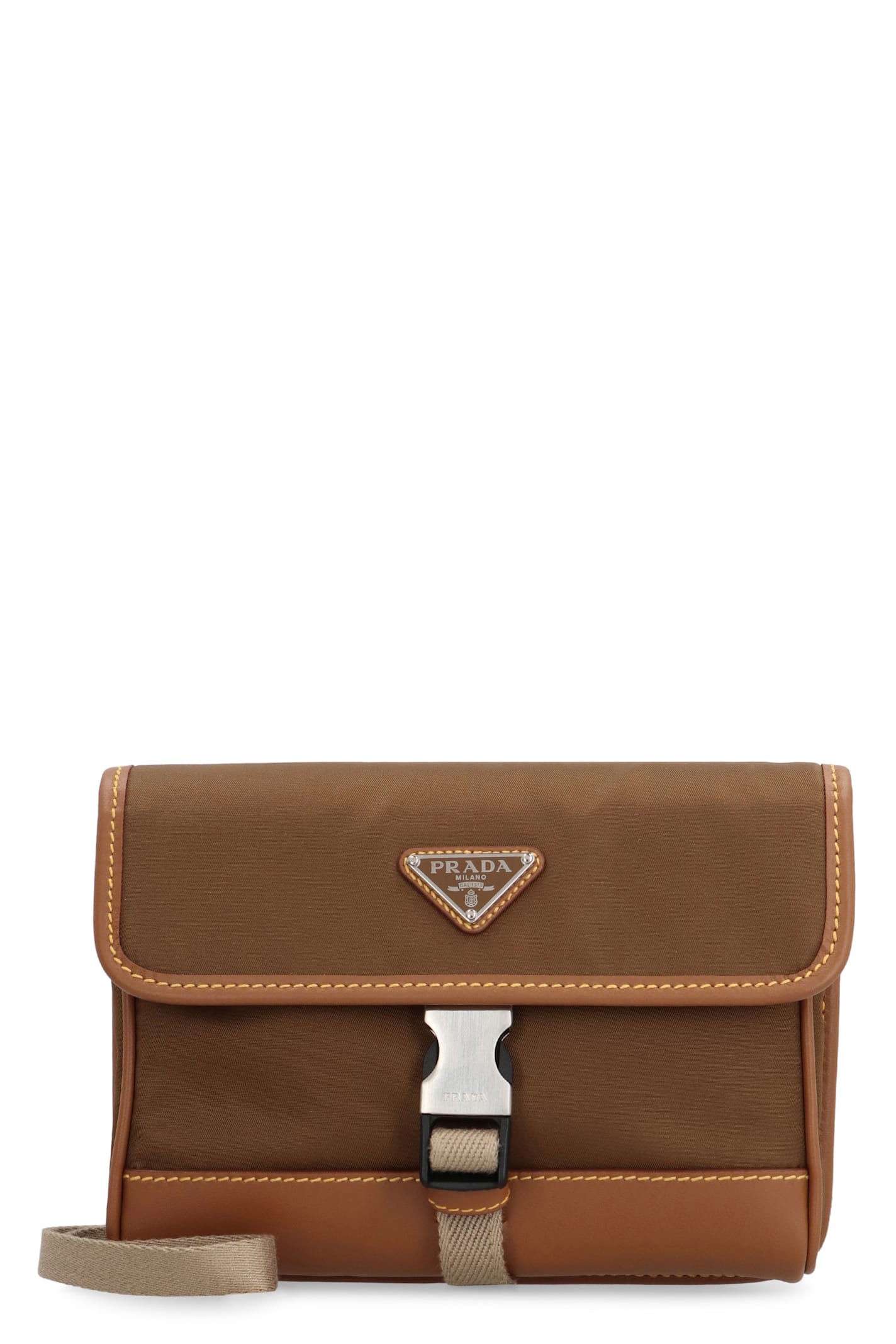 Shop Prada Re-nylon And Leather Smartphone Case In Saddle Brown