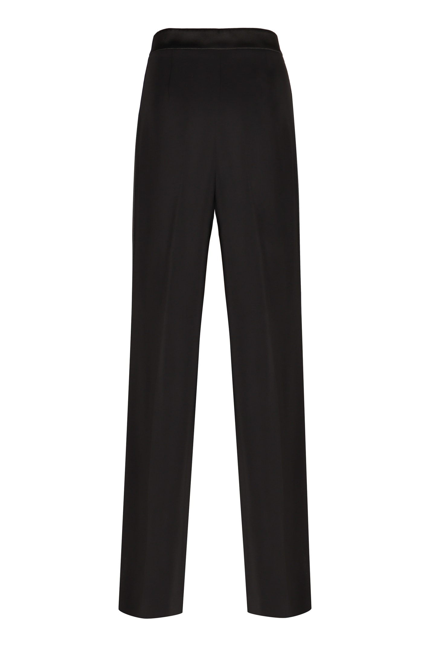 Shop Alberta Ferretti Crêpe Wide-leg Trousers In Black