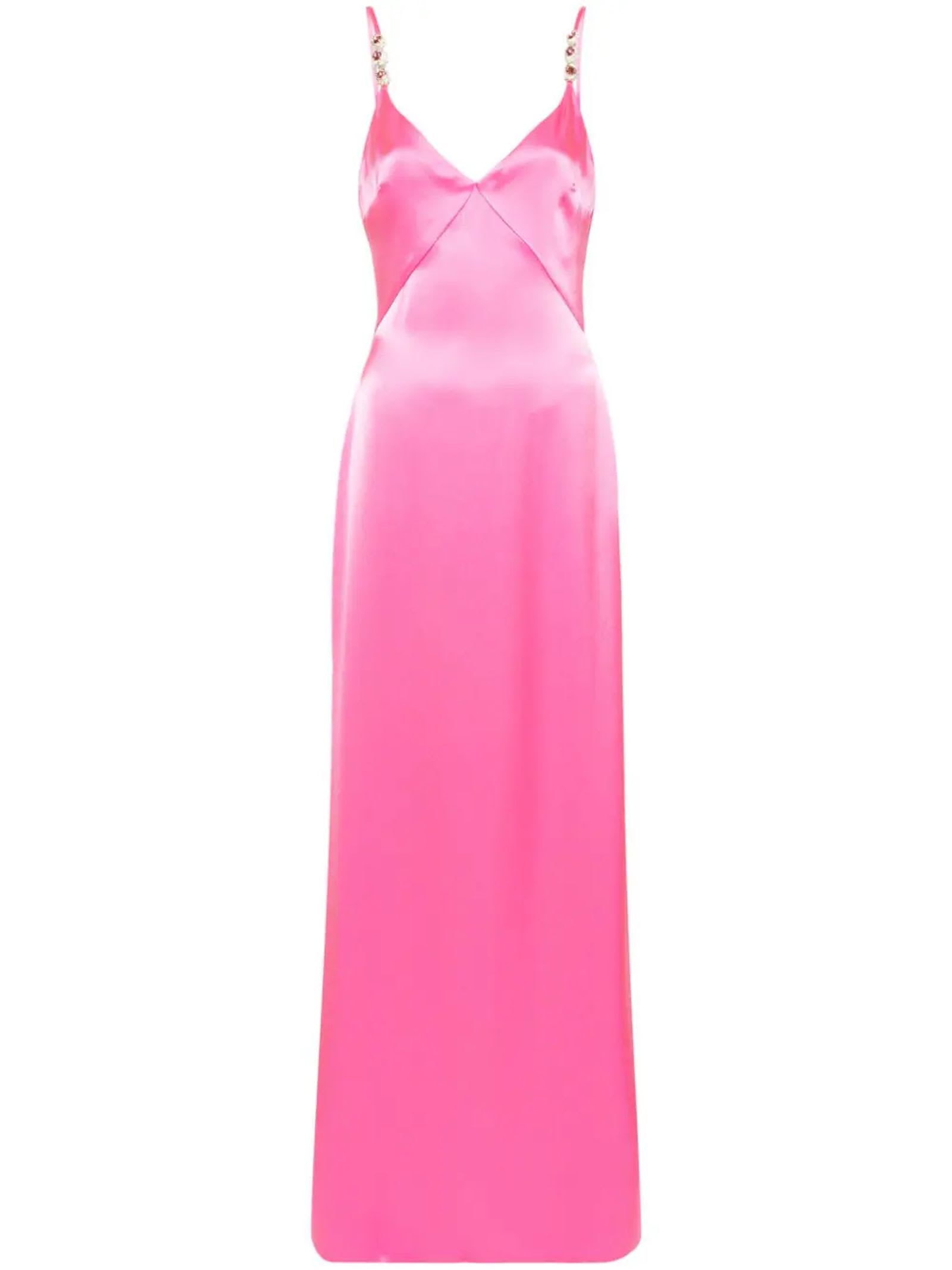 Shop David Koma Pink Satin Long Dress