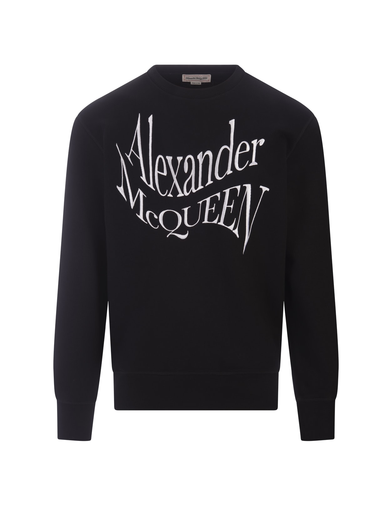 Shop Alexander Mcqueen Black Sweatshirt With Distorted Logo