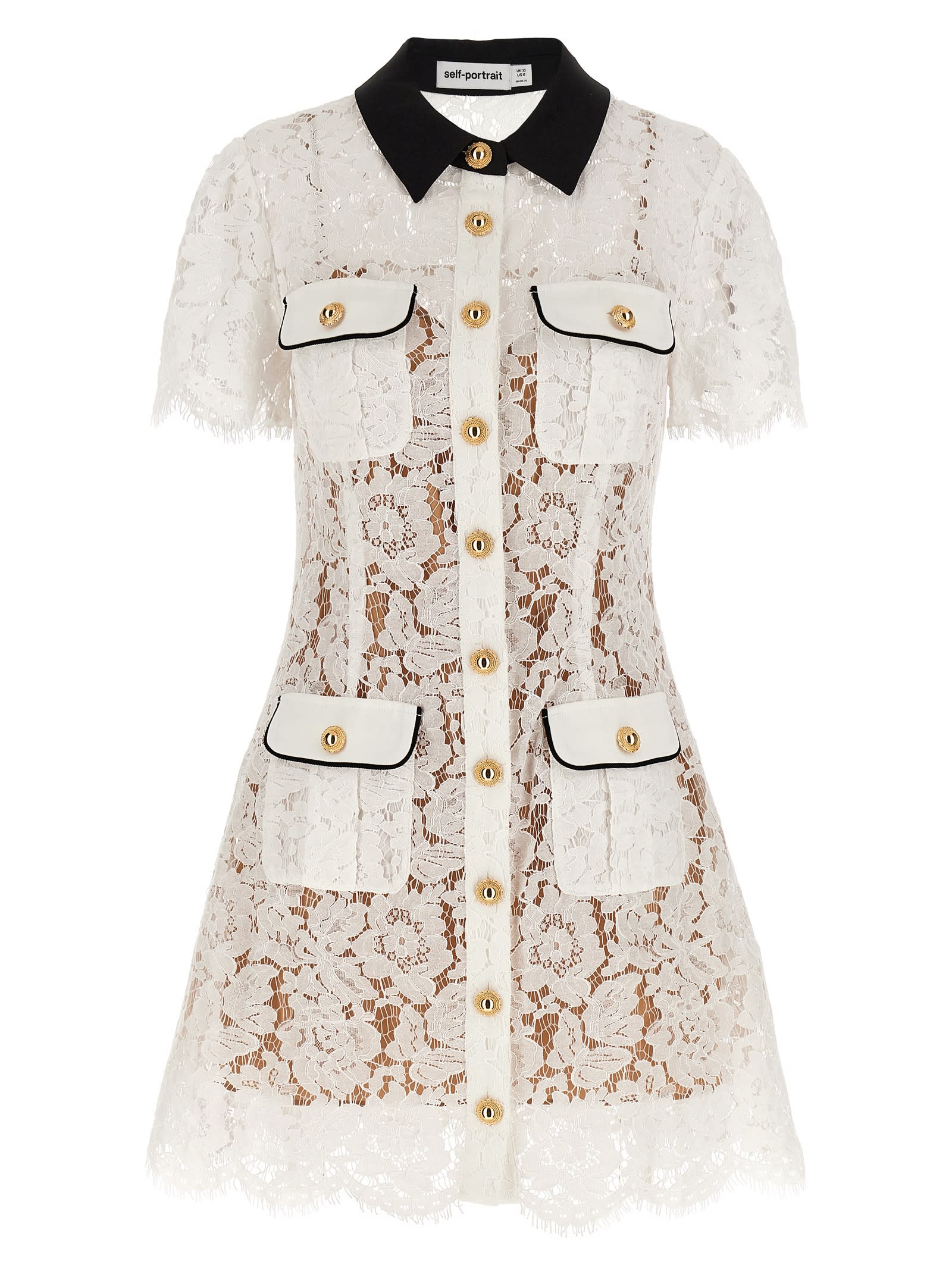 white Lace Contrast Collar Mini Dress