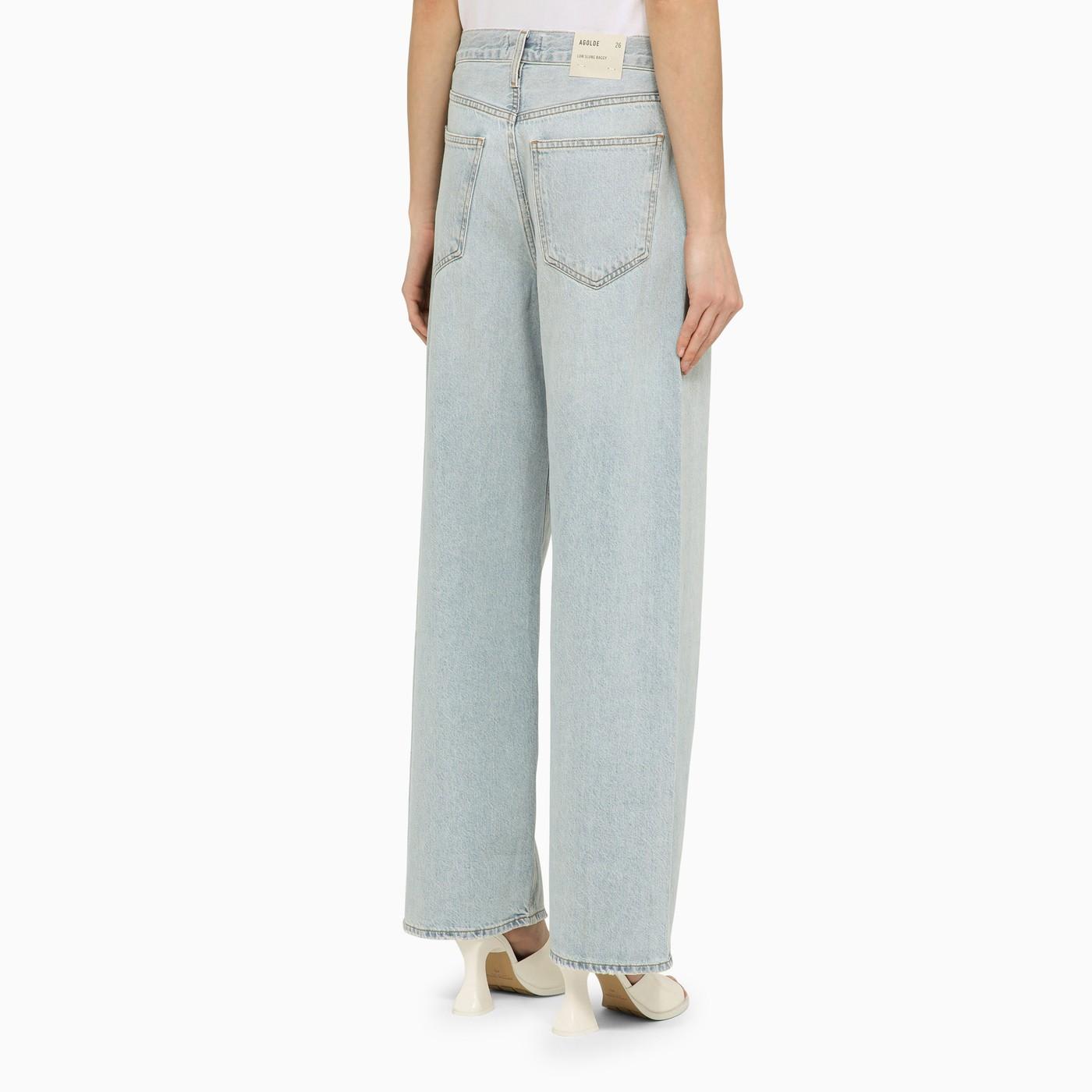 Shop Agolde Low Slung Baggy Jeans In Bleached Pale Ind
