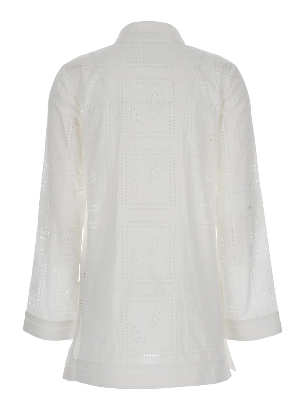 Shop Tory Burch Tory White Tunic With Embroideries And Tassel In Cotton Woman