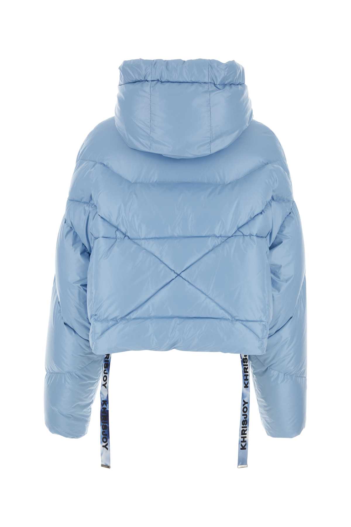 Shop Khrisjoy Pastel Light-blue Nylon Cropped Down Jacket In Skylightblue
