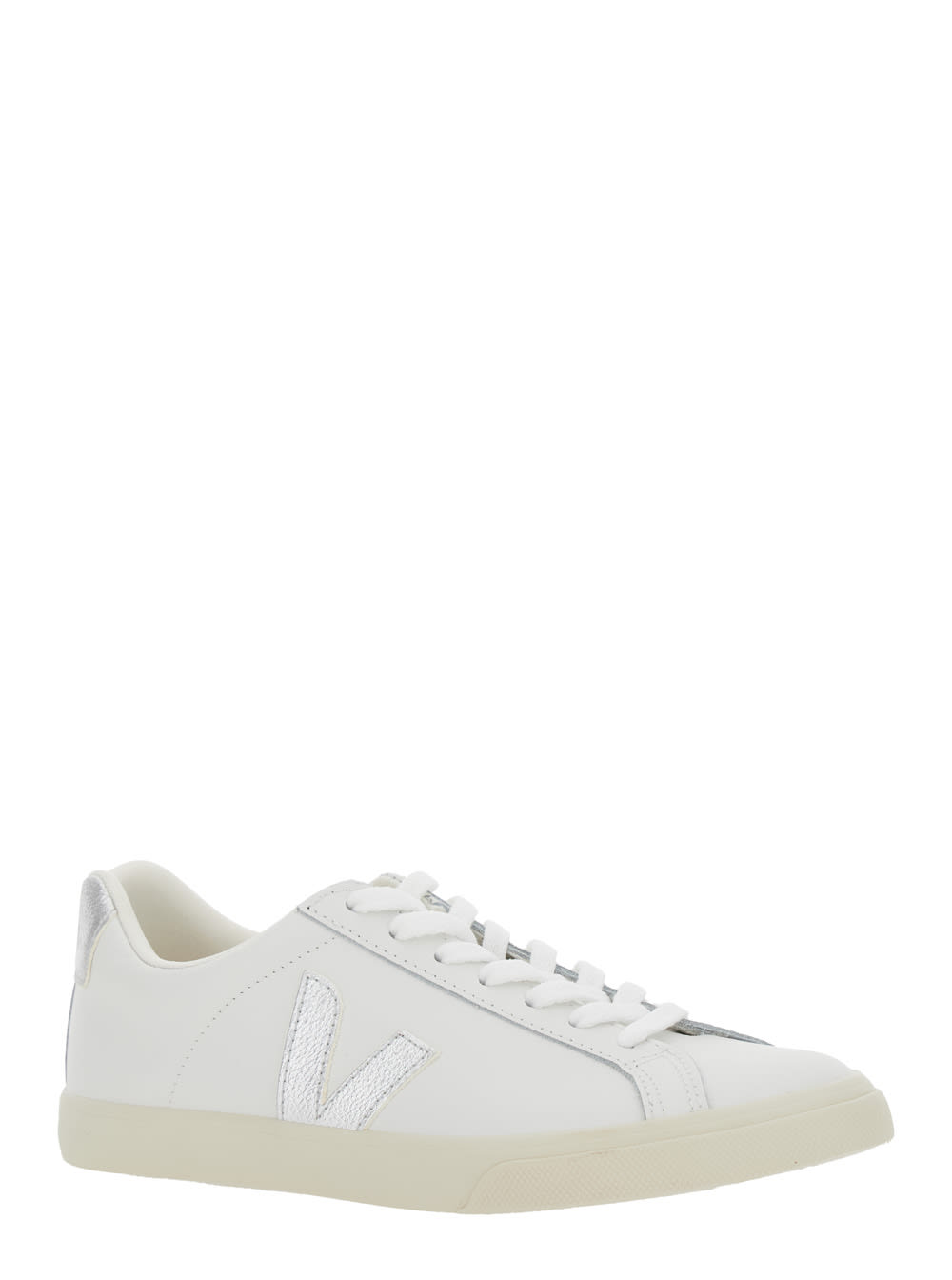 Veja Esplar White Sneakers With Contrasting Side Logo In Leather Woman In White