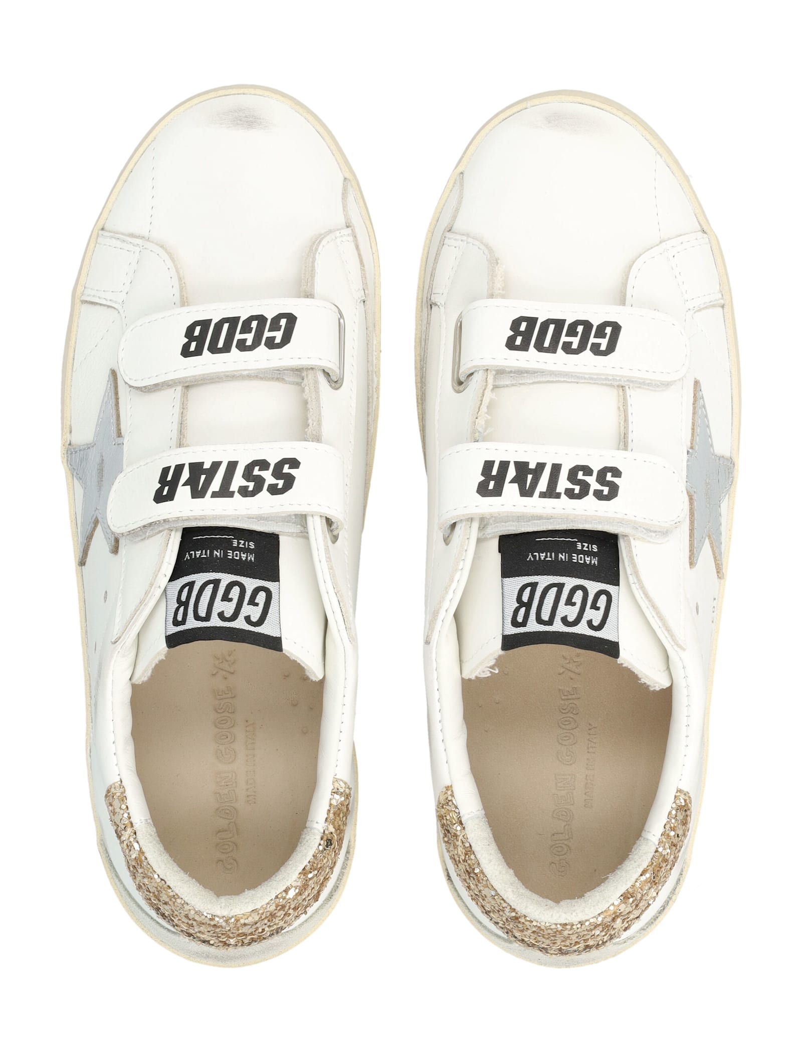Golden Goose Kids Old School Leather And Glitter Heel Sneakers In Multi